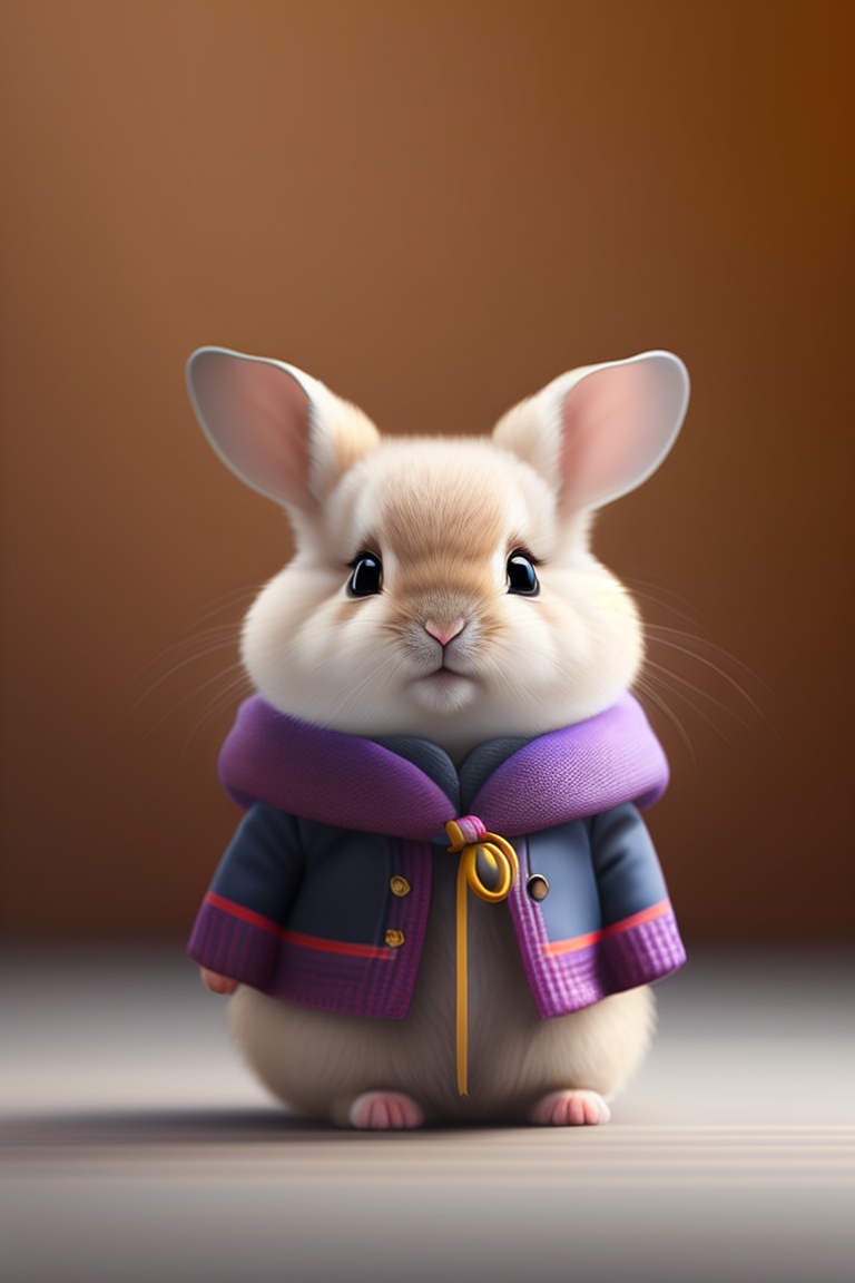 Lexica - A cute adorable little rabbit that is wearing a small jacket ...
