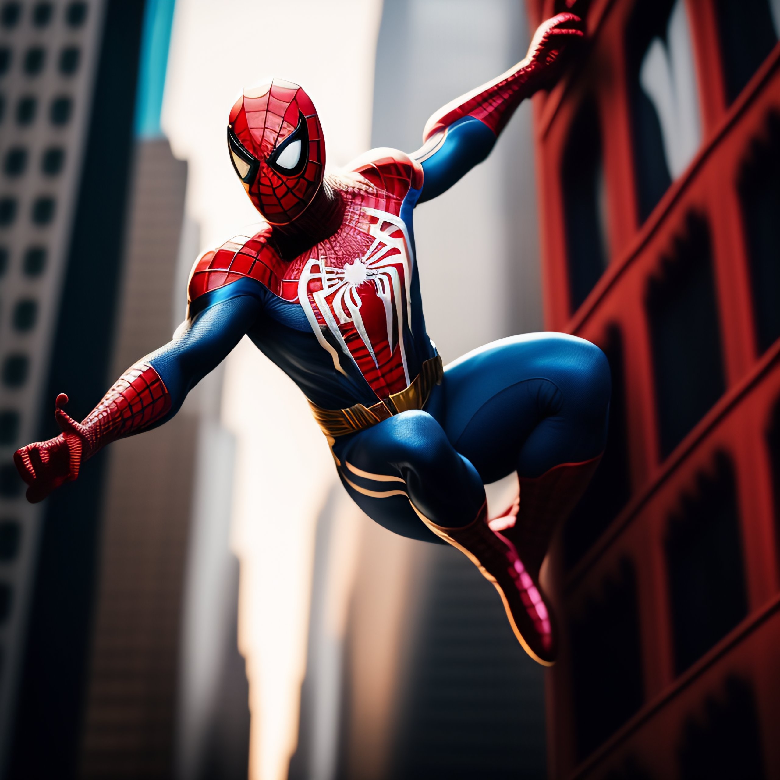 Lexica - Spiderman swinging in nyc, vivd colors,4k hdr