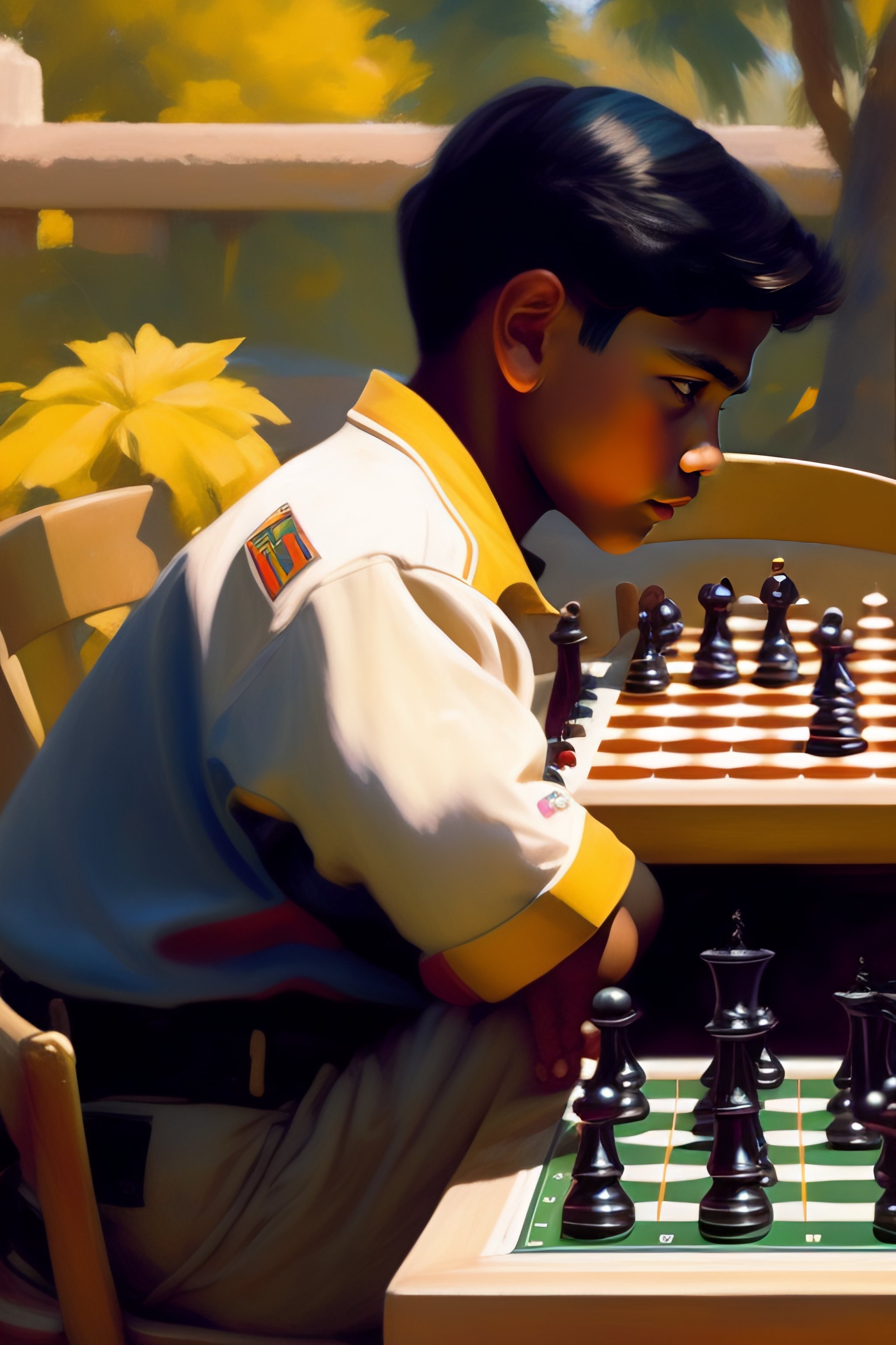 Lexica Portrait of Mexican youth wearing dingy clothing playing chess, detailed by greg