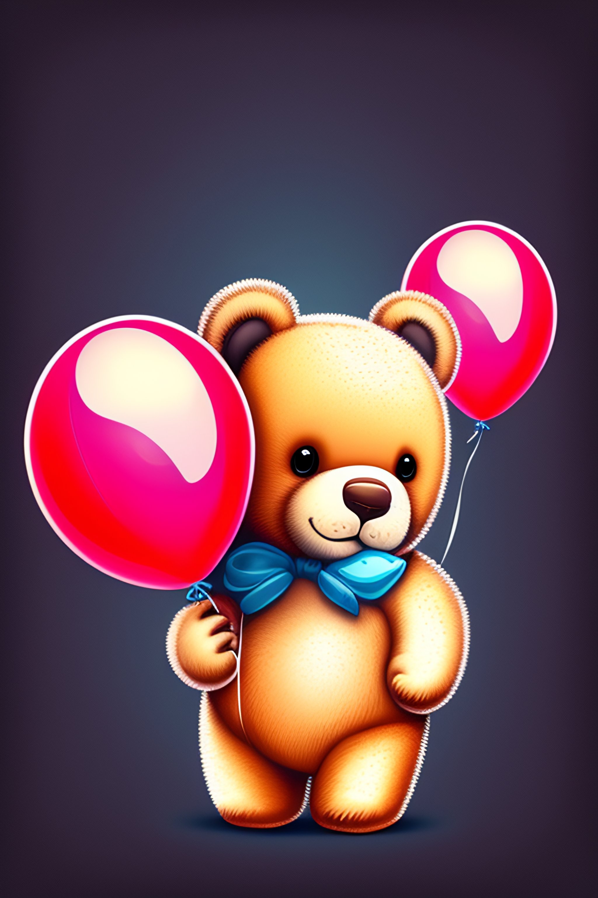 Lexica Illustration sketch of a teddy bear holding balloons, flat