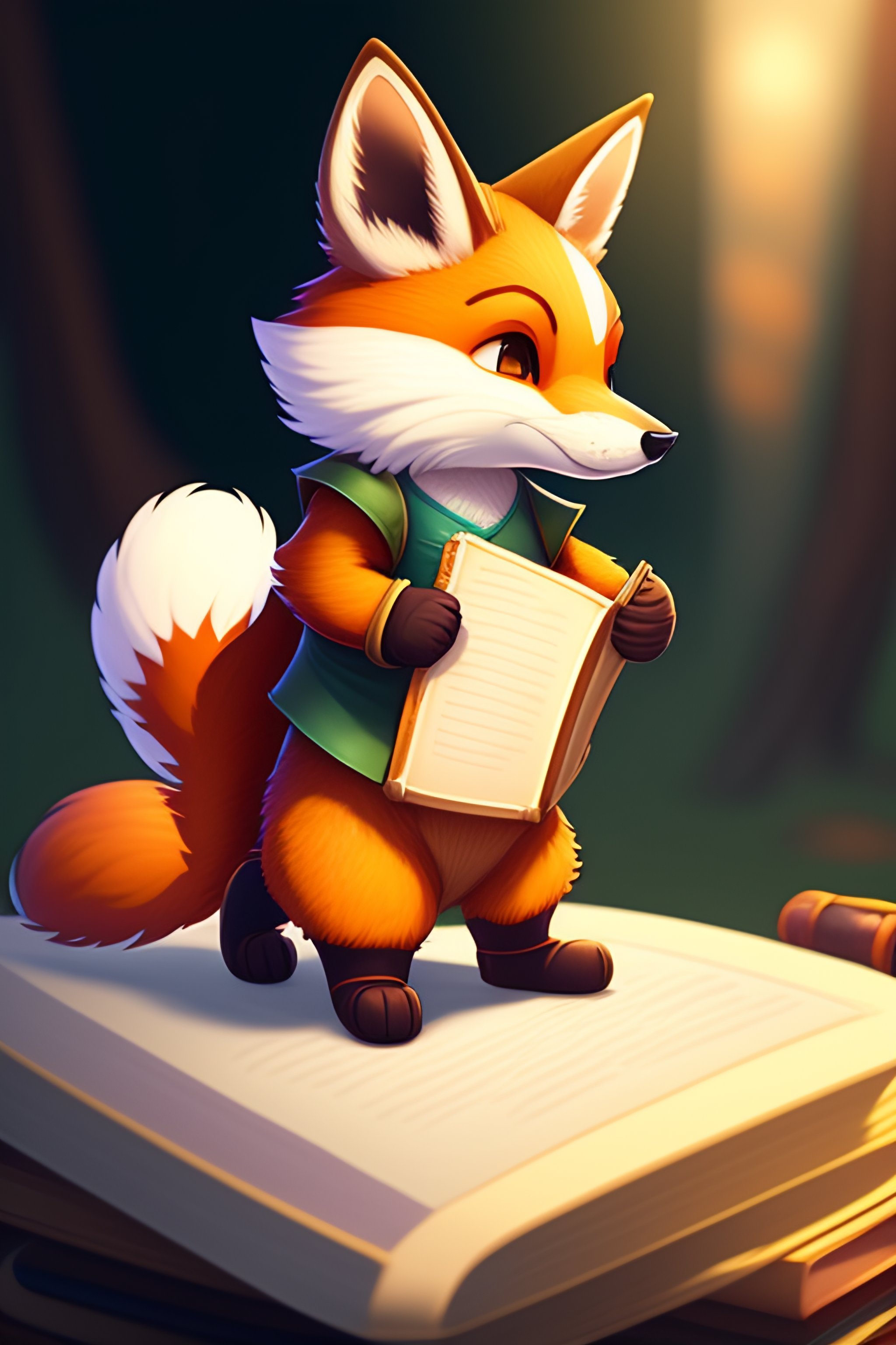 Lexica - Cute comical student vulpera fox throwing a fit, ripping pages ...