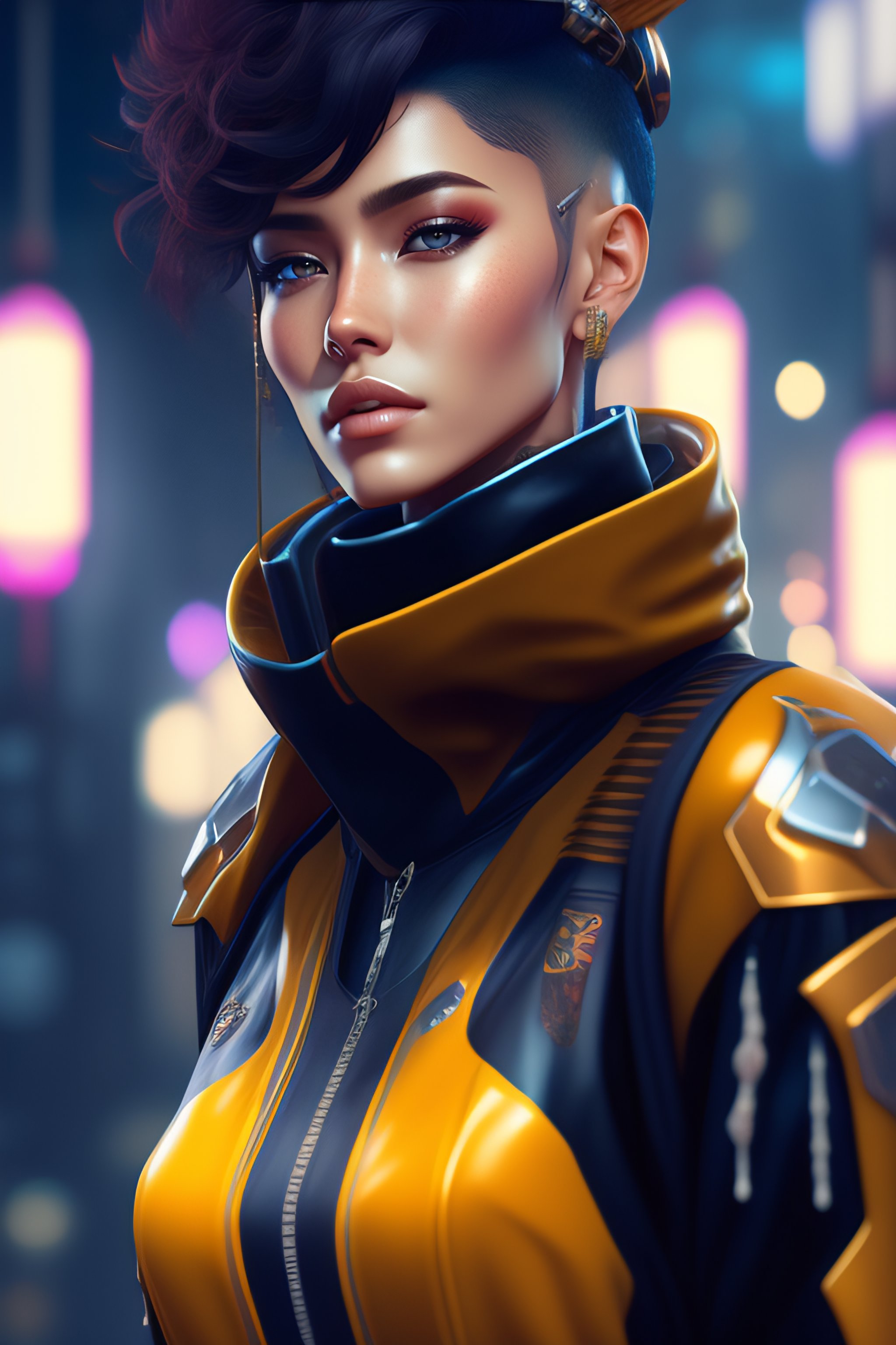 Lexica - Goth punk clothes with short hair girl, battle status, hyper  detailed, digital art, cyberpunk style, cybercinematic lighting, studio  quality