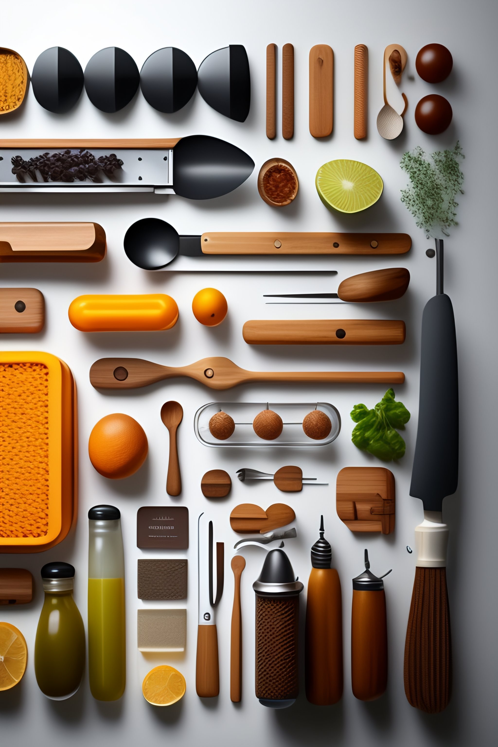 Lexica Kitchen utensils, costumes and props, knolling, knolling