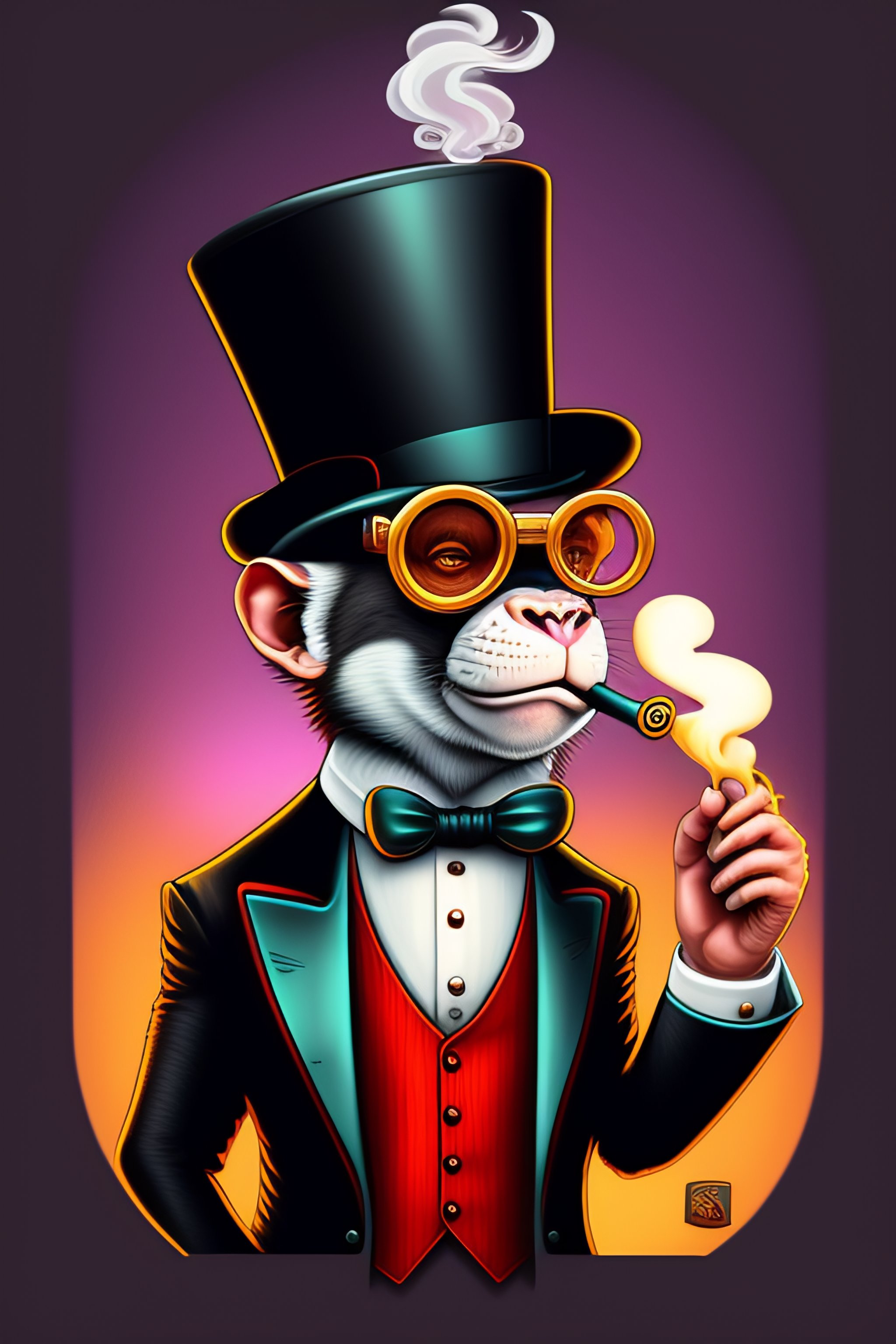 Lexica - A tshirt design of a a monkey wearing a monocle and a top hat ...