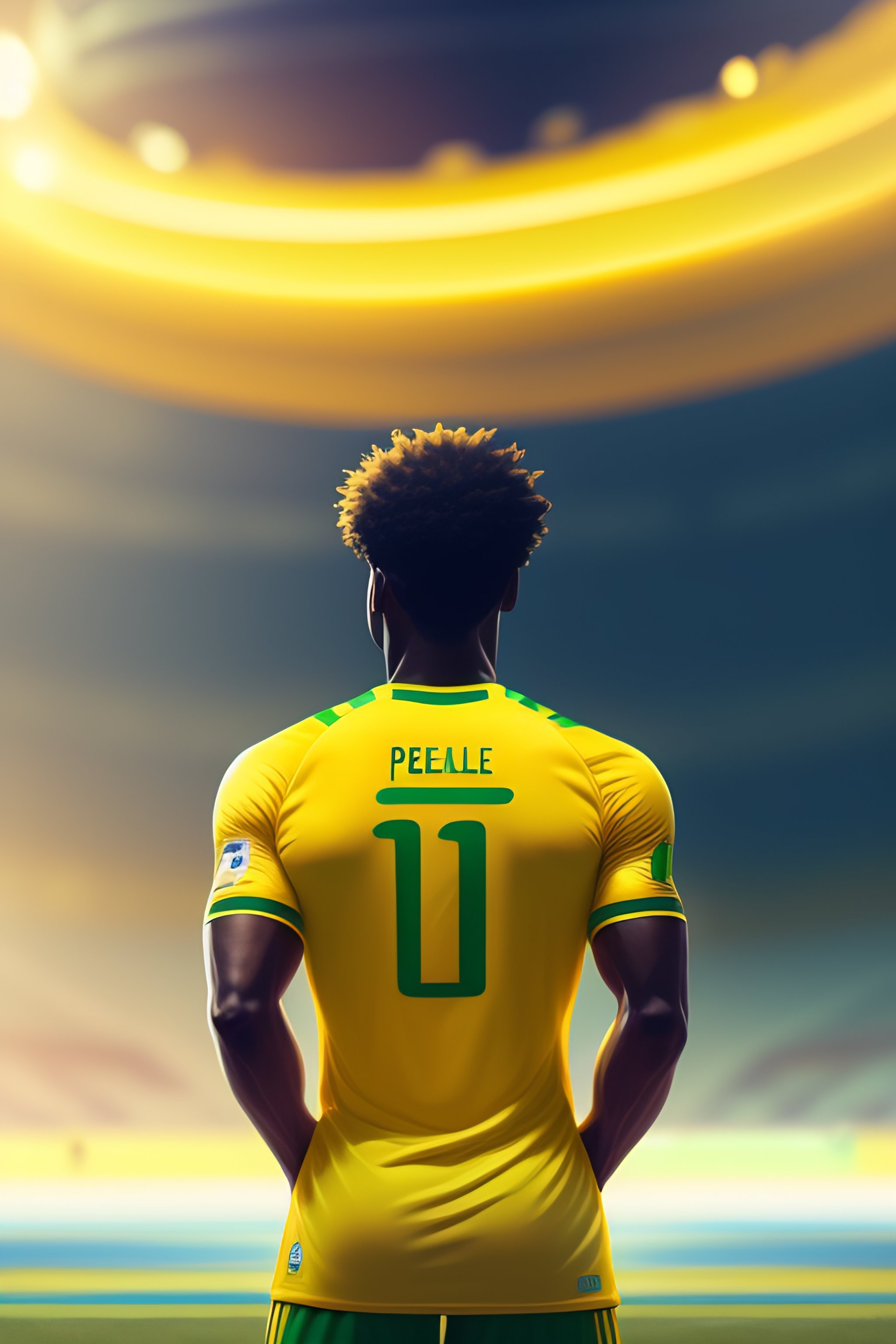 Lexica - Back of Footballer Pele wearing yellow brazil team jersey ...