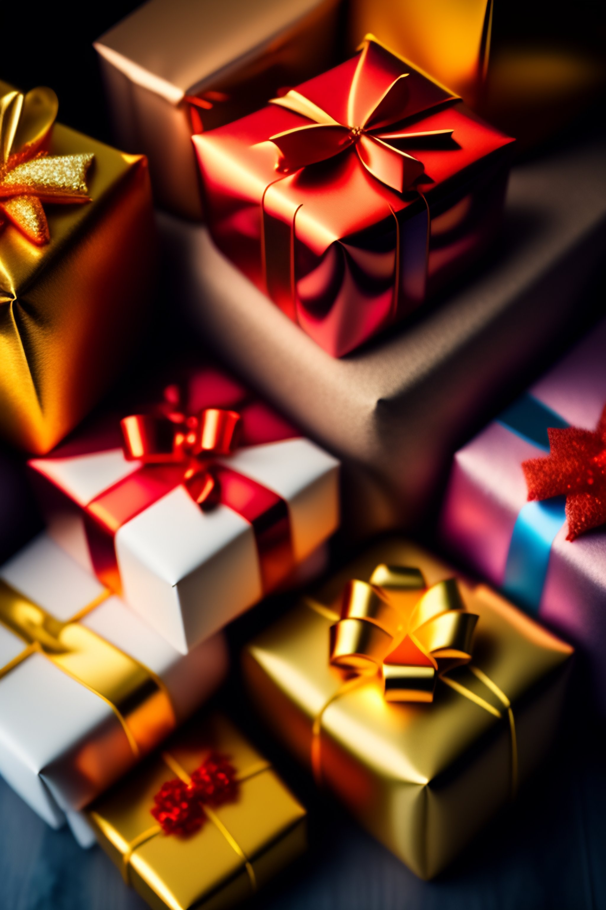 Lexica - Image of many gift packages on top of each other in a room