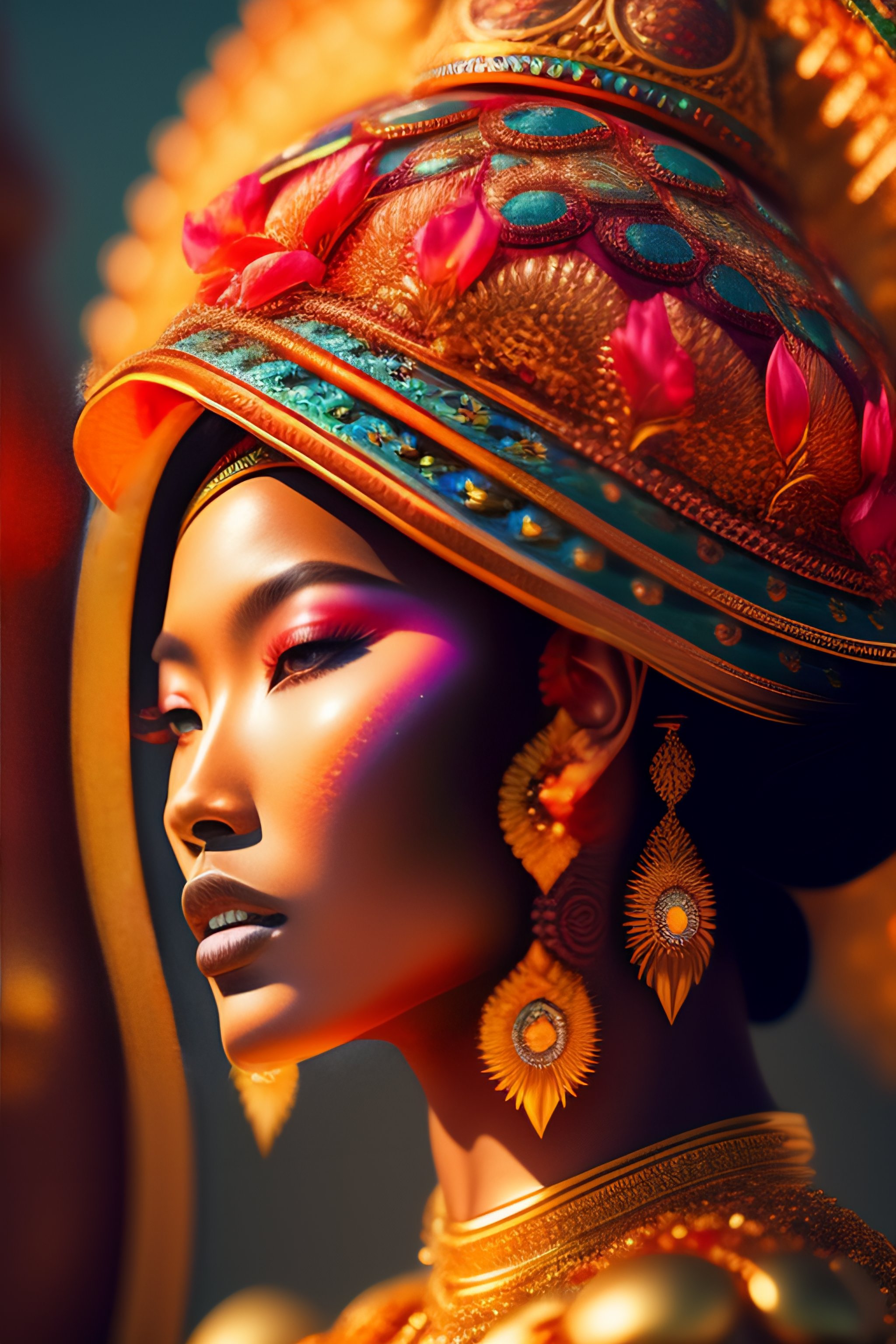 Lexica - From behind, of a spiritual full body Mongolian supermodel in