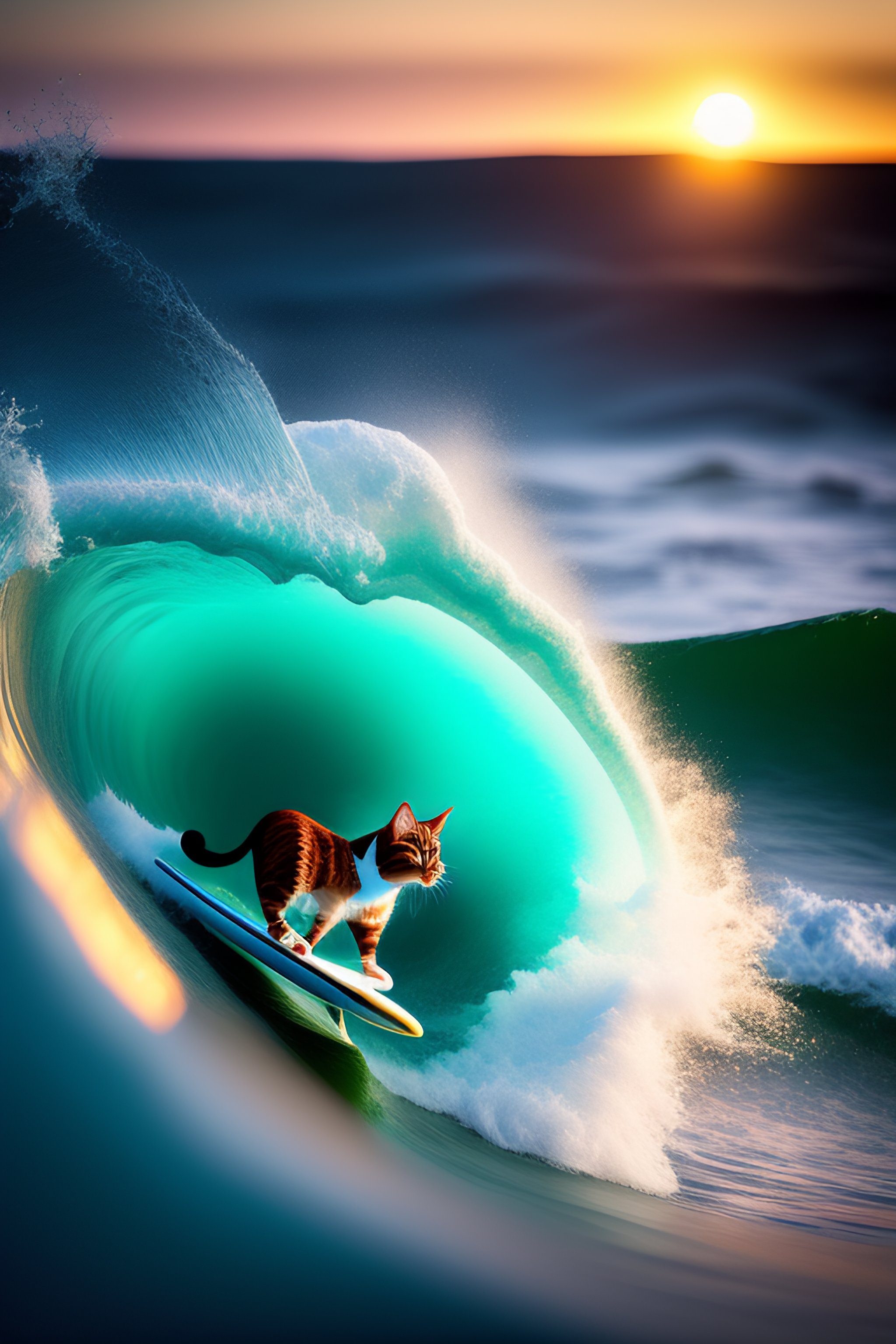 Lexica - Cats surfing wonderful waves
