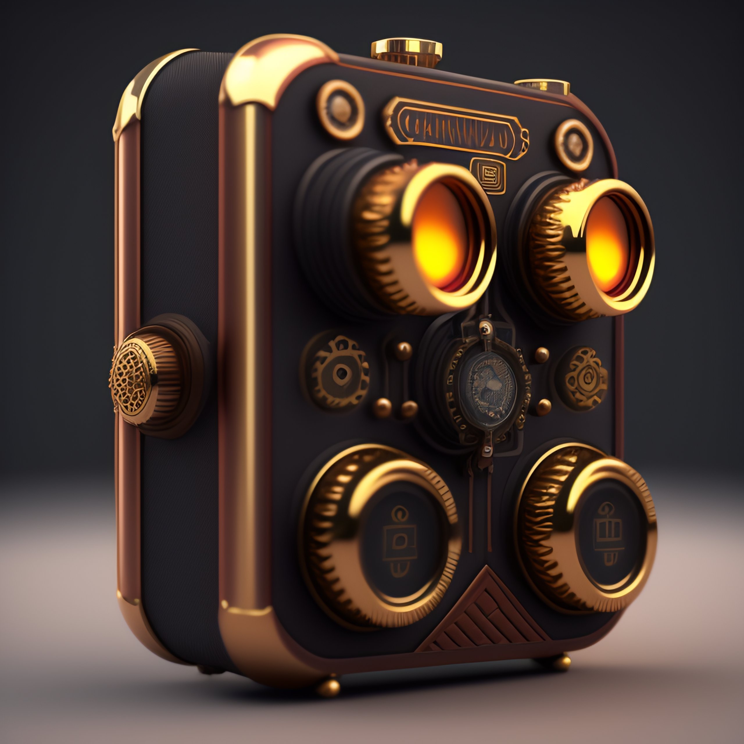 Lexica - C4D render of a steampunk game boy with mechanical gears