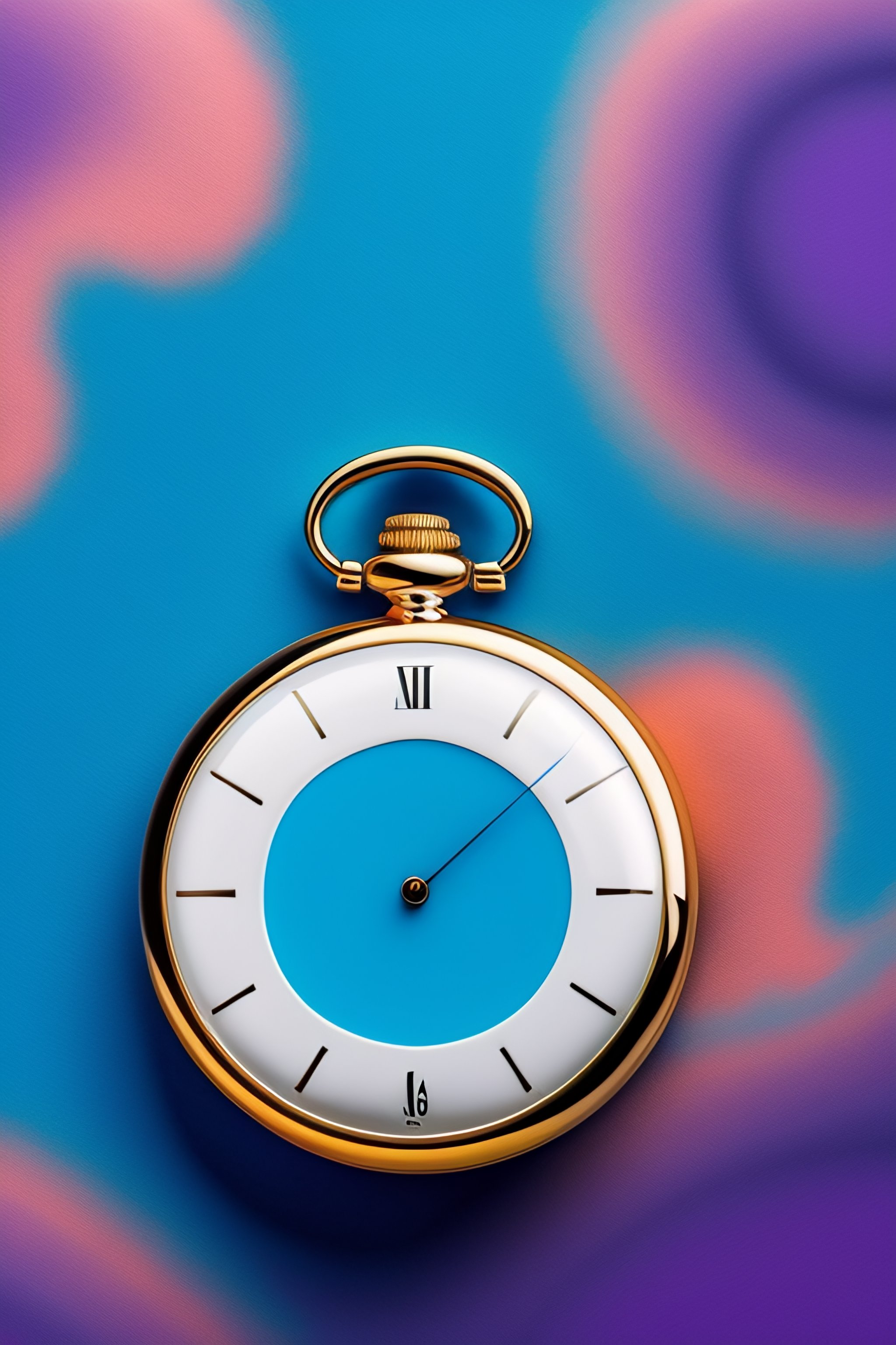 Lexica - Bright blue background with white pocket watch in the middle