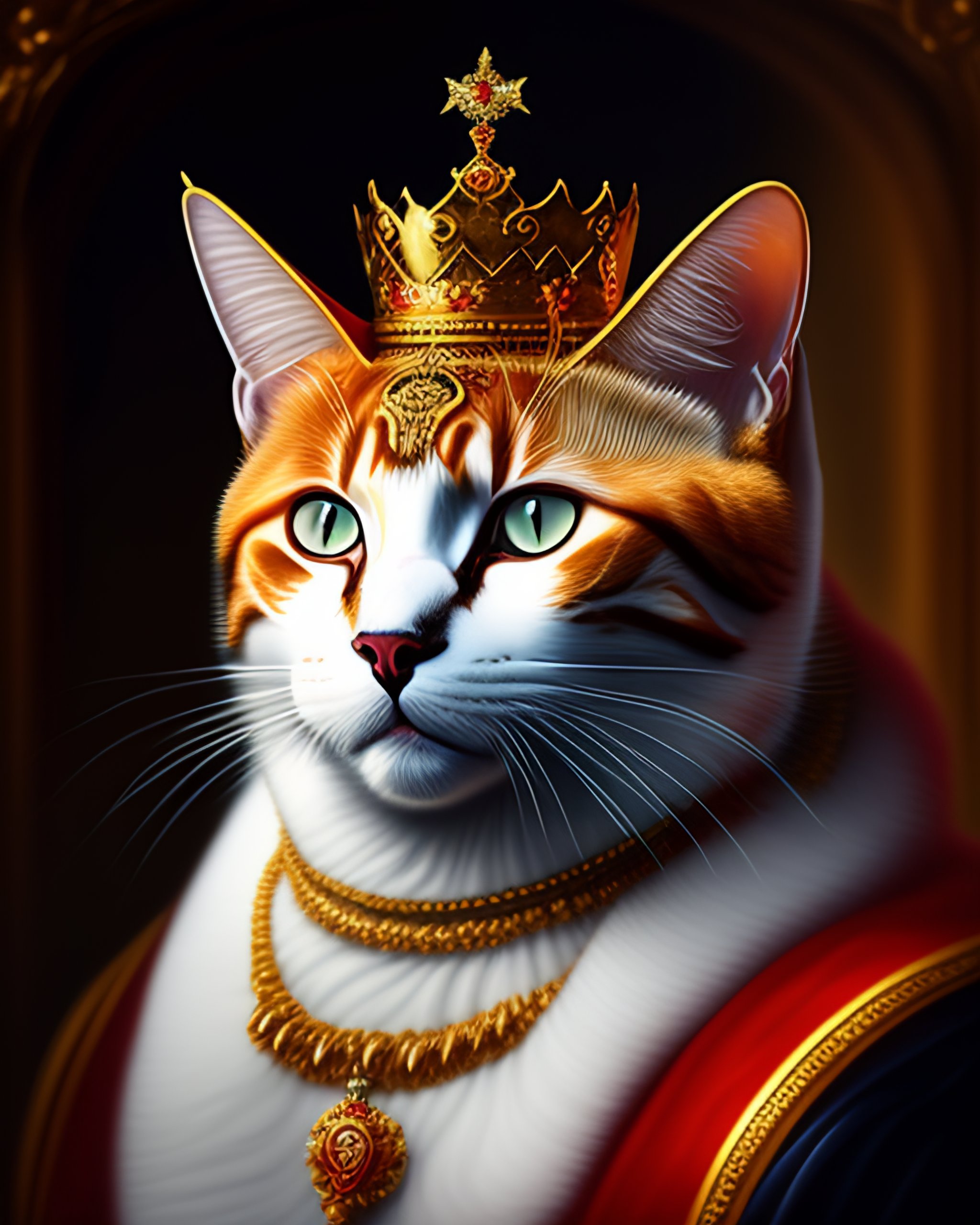 Lexica - A portrait of cat as a king, cute