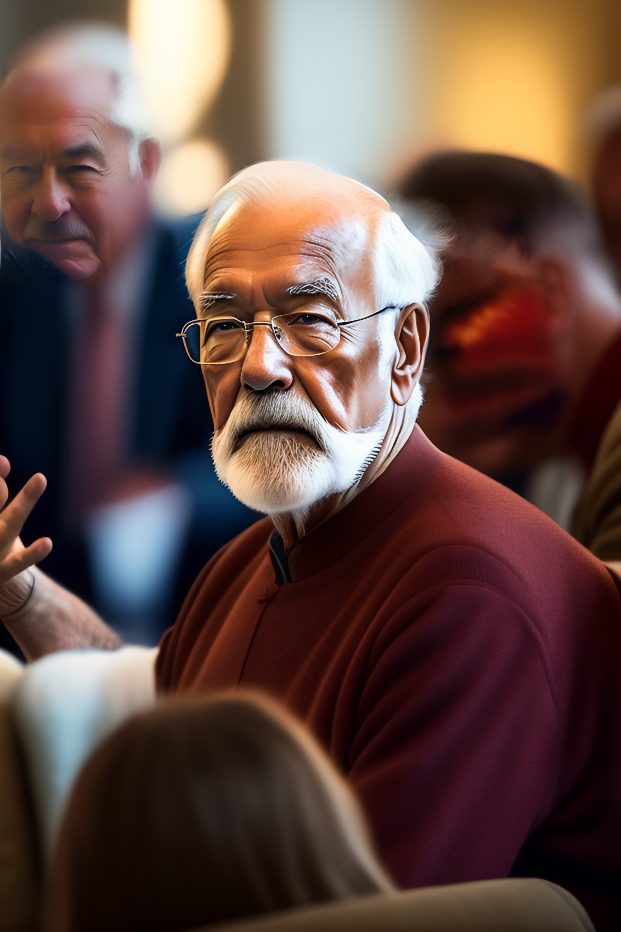 Lexica - Old man raising right hand