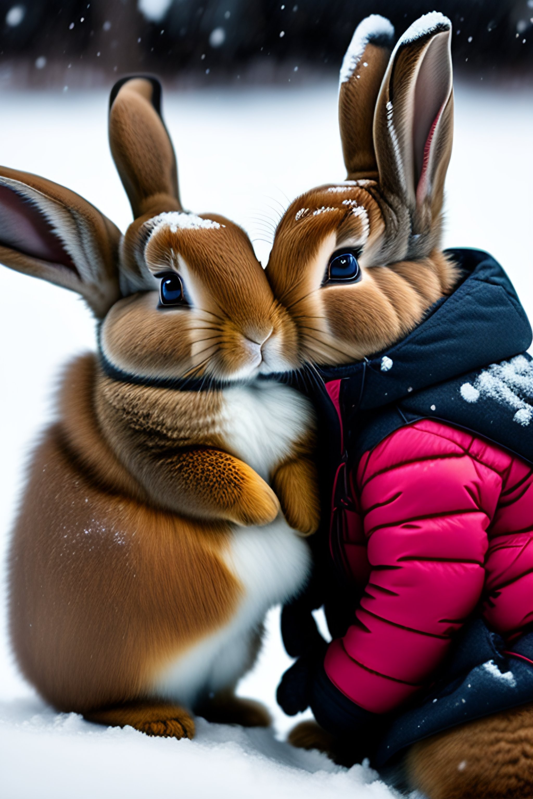 Lexica - Bunnies kissing in the snow
