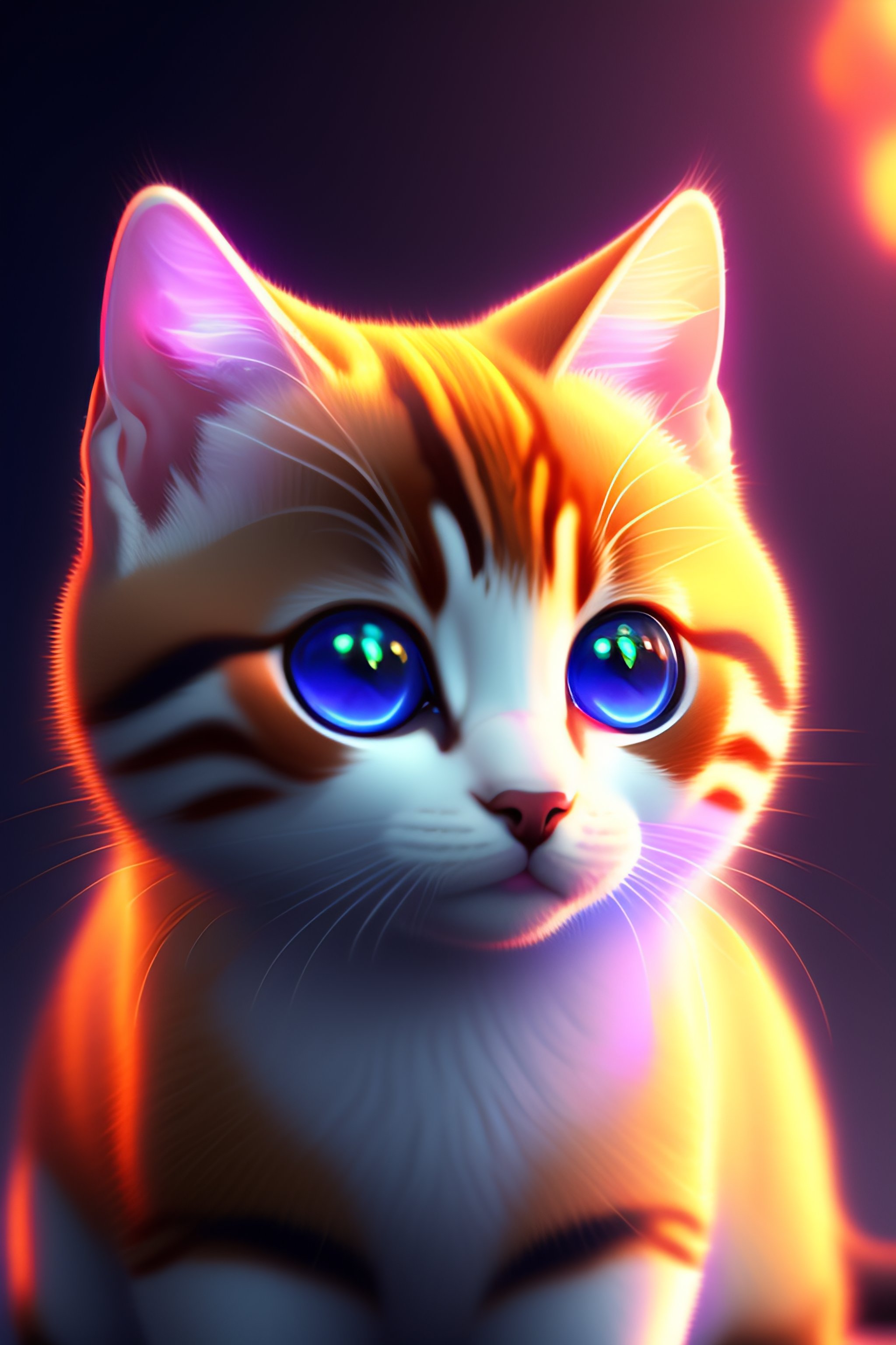 Lexica - A cute angry adorable baby cat made of crystal ball with low poly  eye's surrounded by glowing aura highly detailed intricated concept art  tr