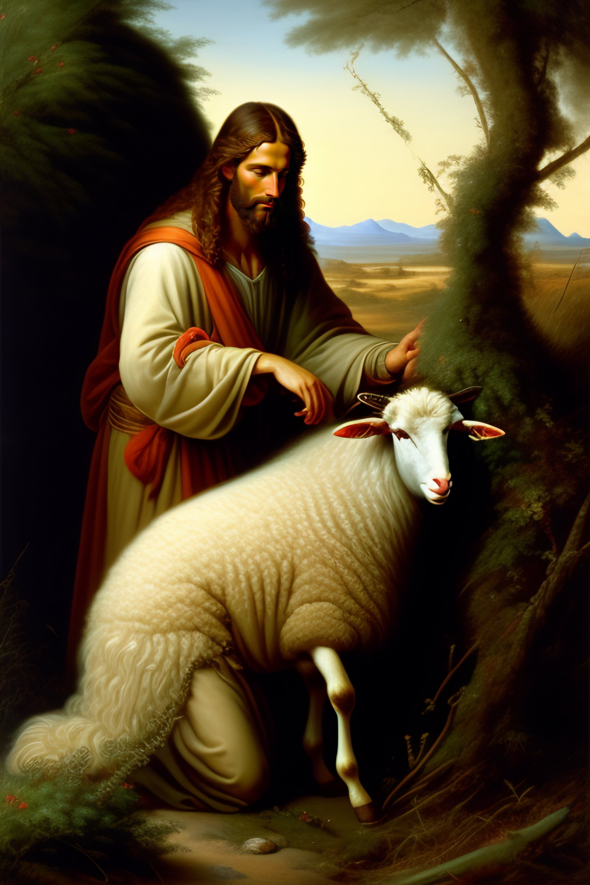 Lexica - Jesus Christ, the good shepherd, found a lost sheep in a thorn ...