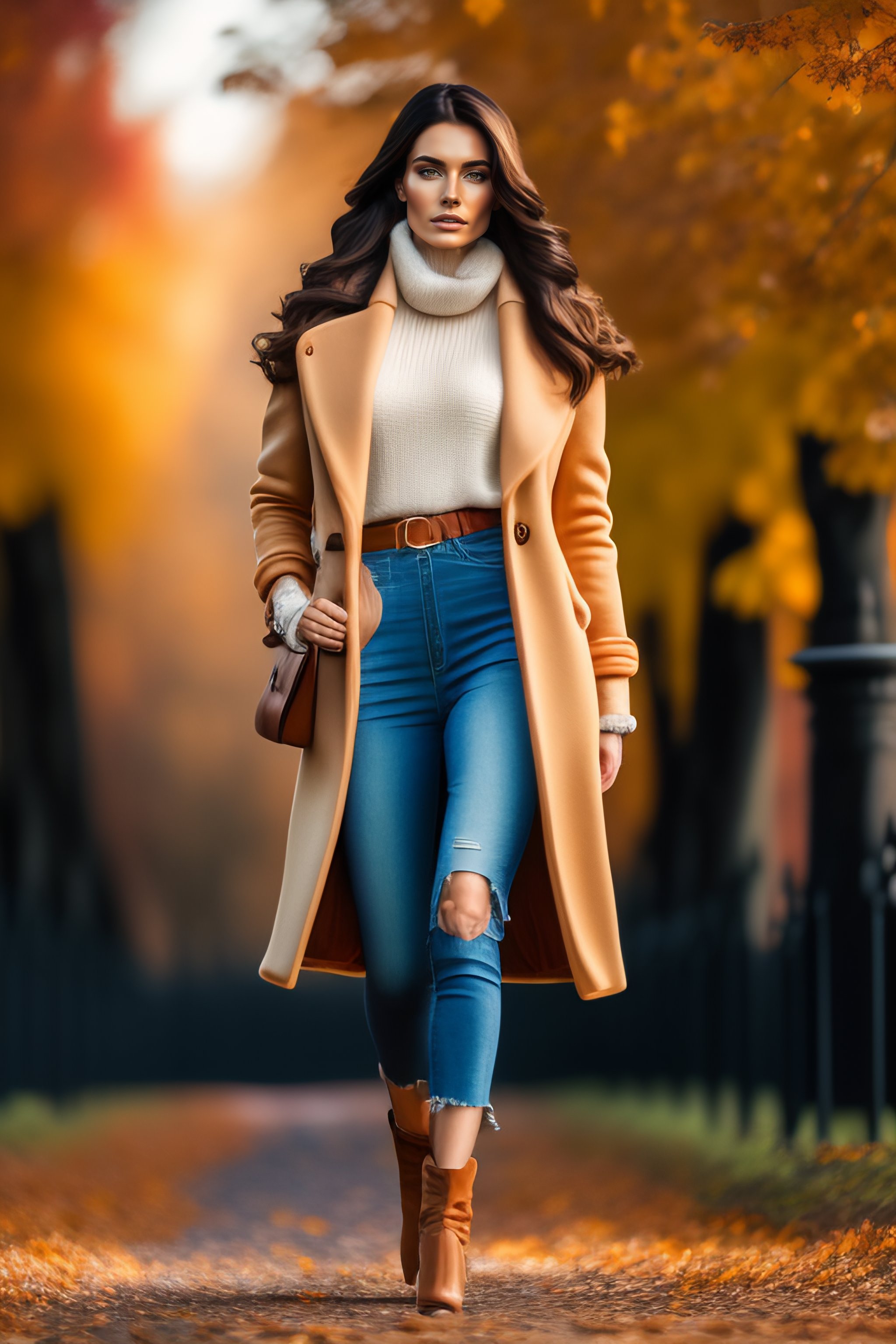 Lexica - Ultra HD photo of brunette model wearing Fall Outfit, full body,  natural light, hyper realistic, dynamic action pose, ultra-detailed, no  fil...