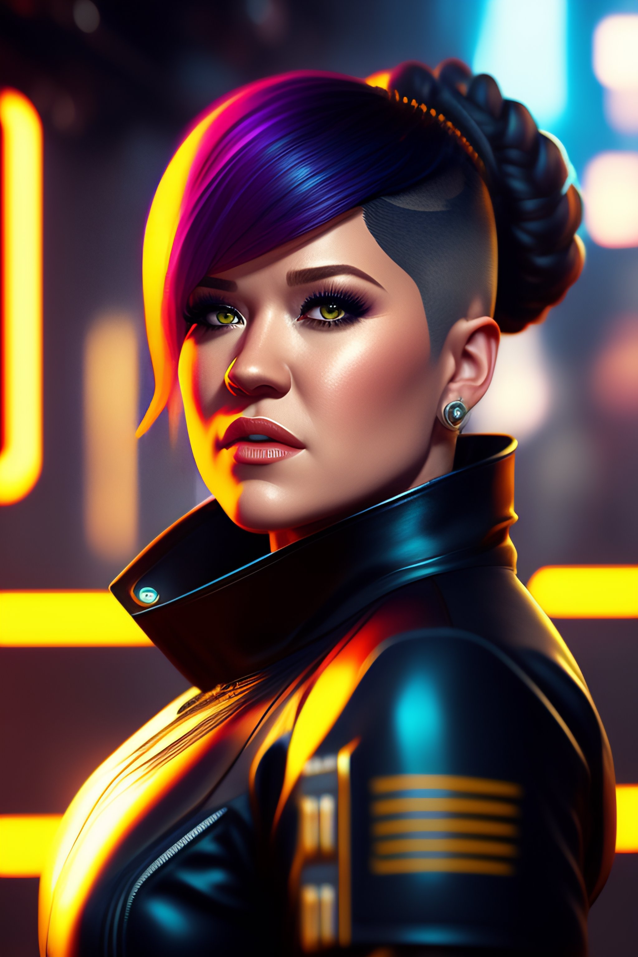 Lexica - Kelly Clarkson in Mech Punk clothes with short hair girl ...