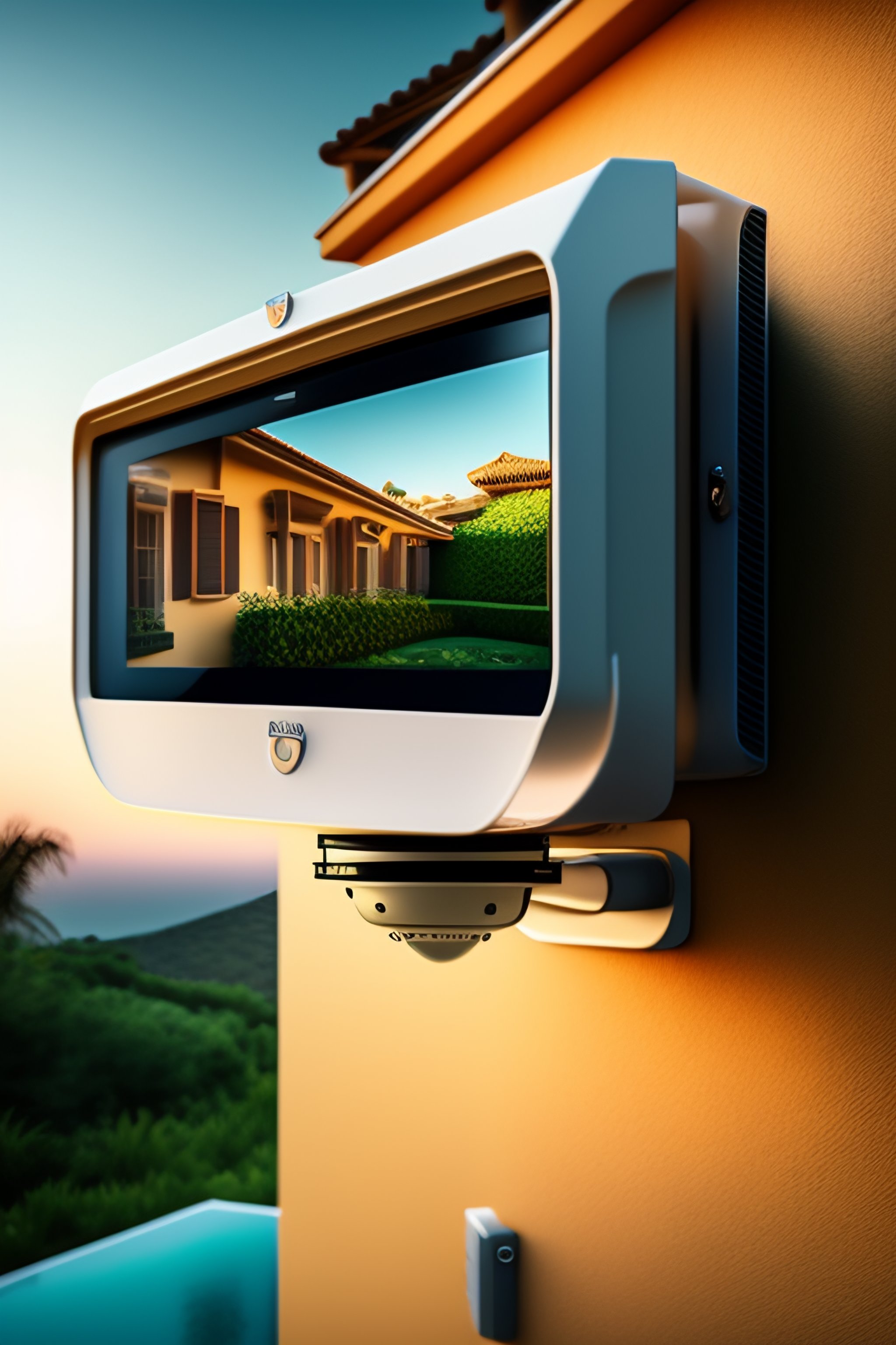 Lexica - Big security camera in wall of luxury villa