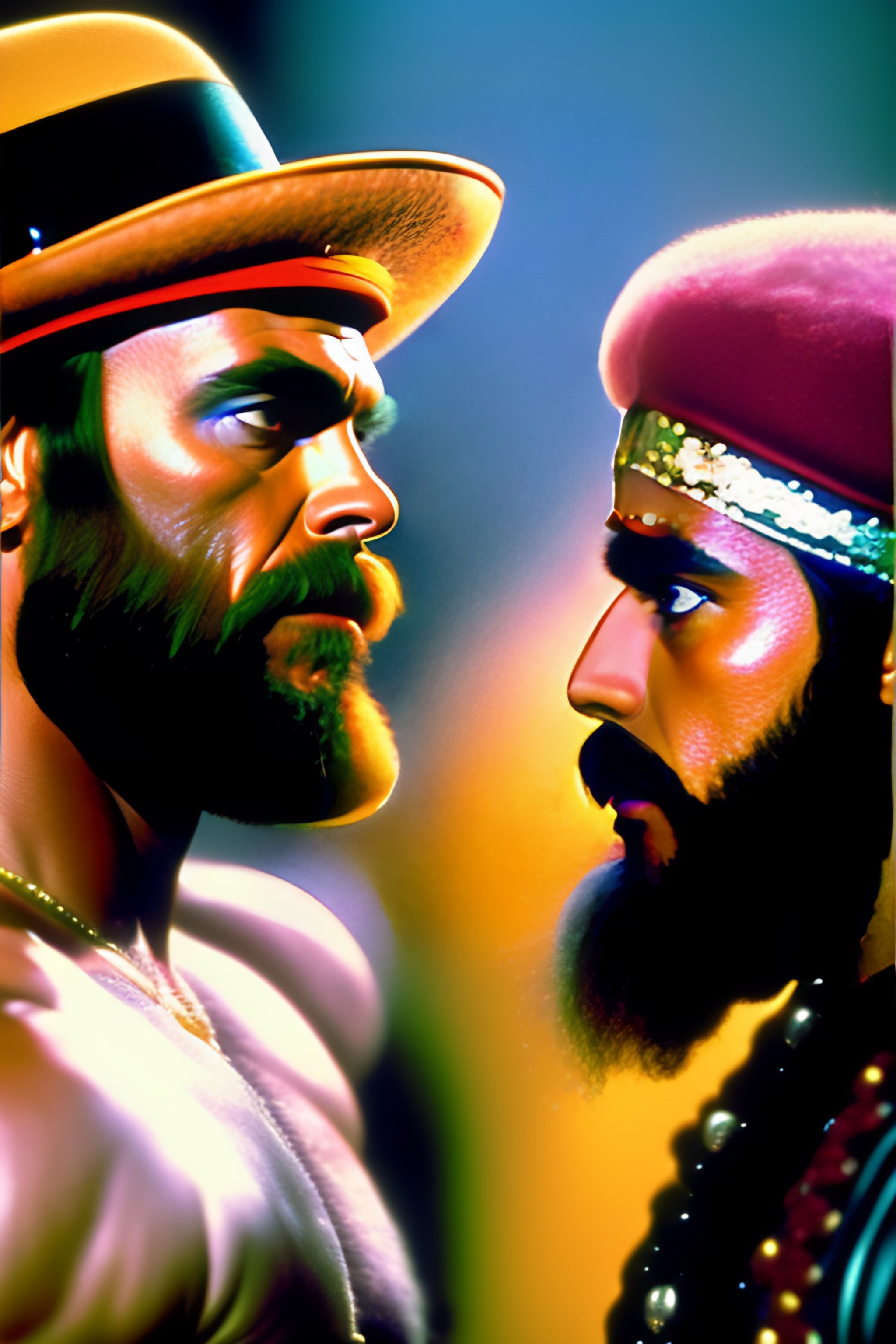 Lexica - A bokeh photograph of Randy Macho Man Savage and a Muppet ...