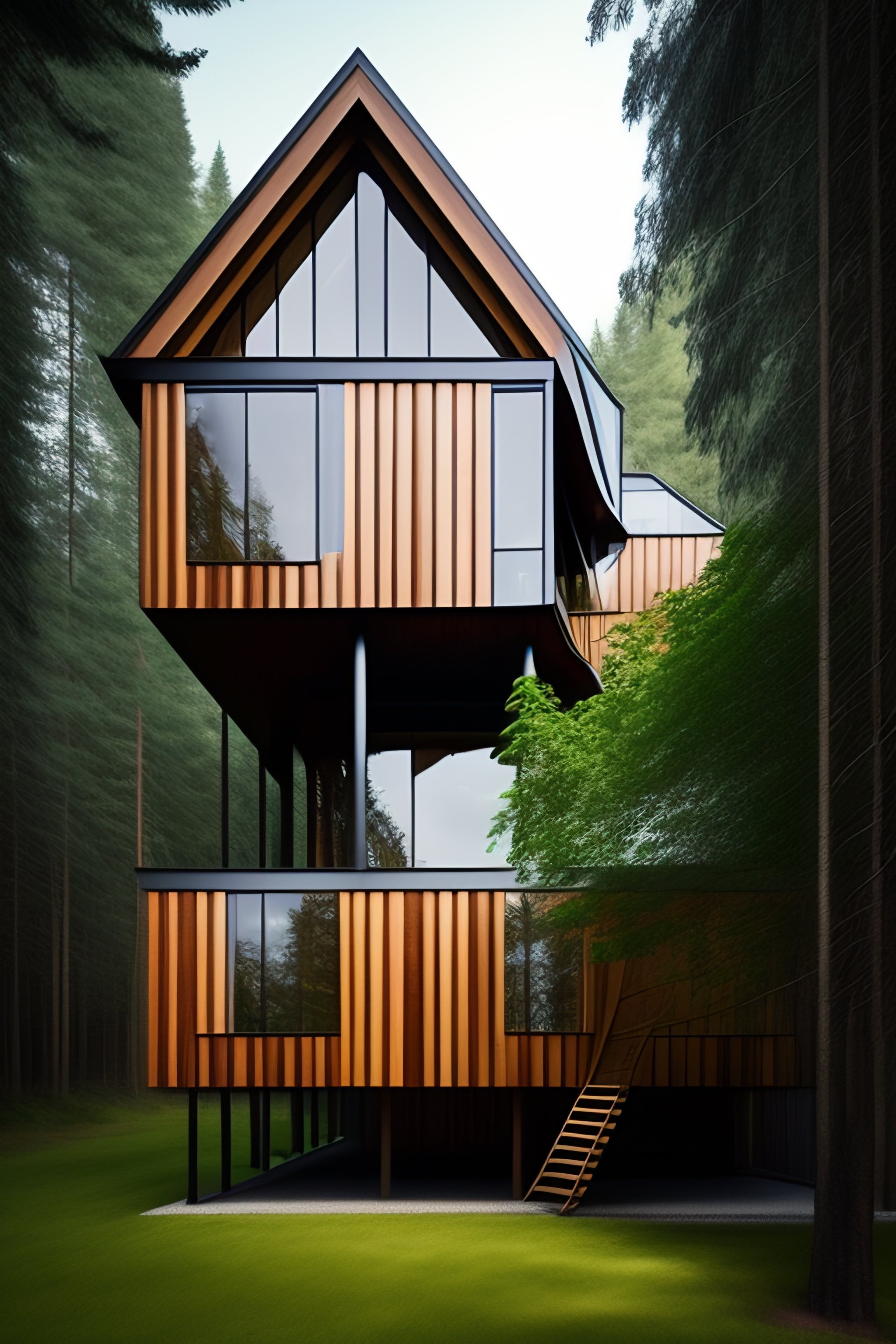 Lexica - Wooden house with lots of windows in nature