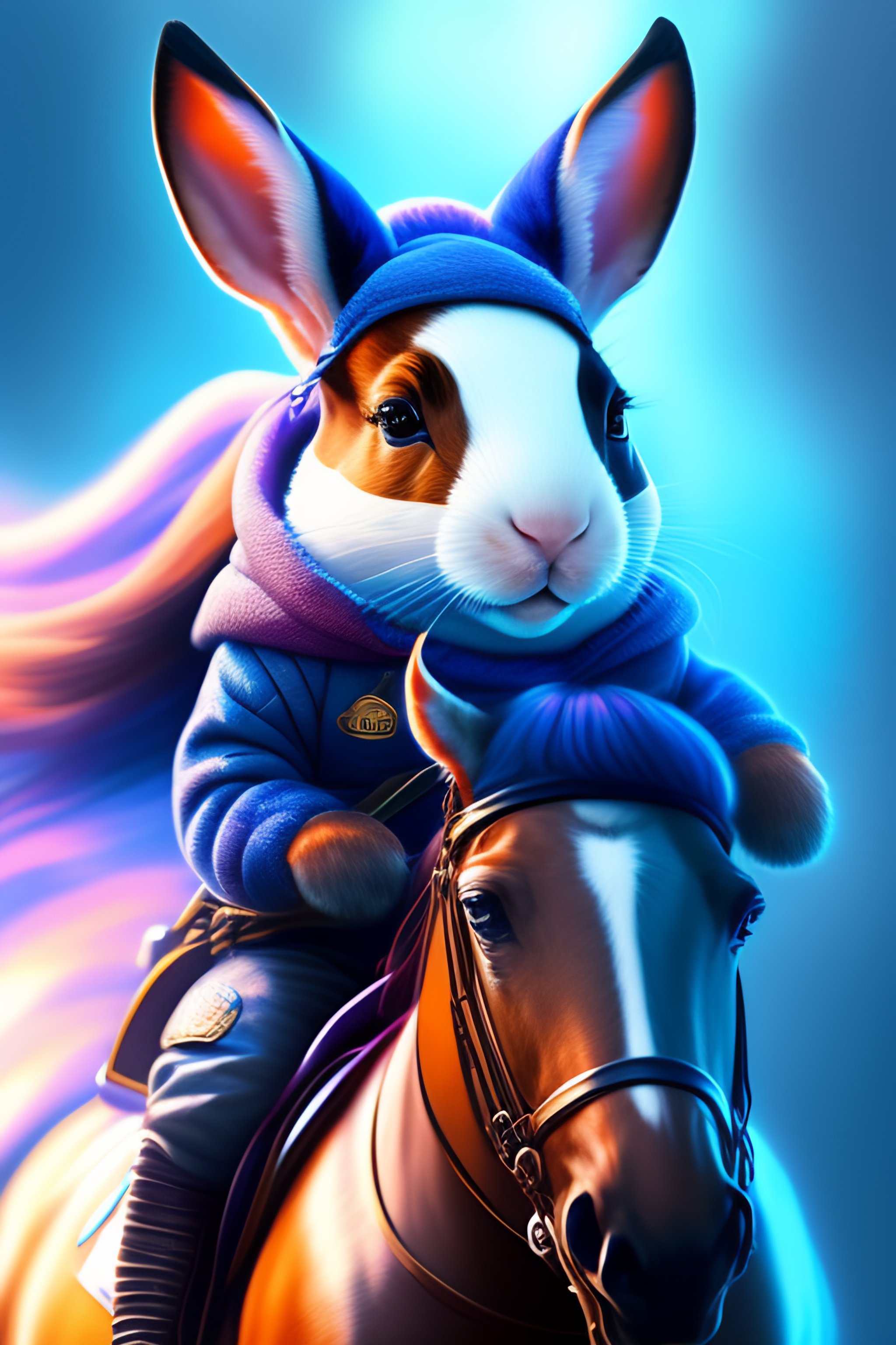 Lexica - Cinematic portrait of cute rabit riding large blue bubble, oil ...