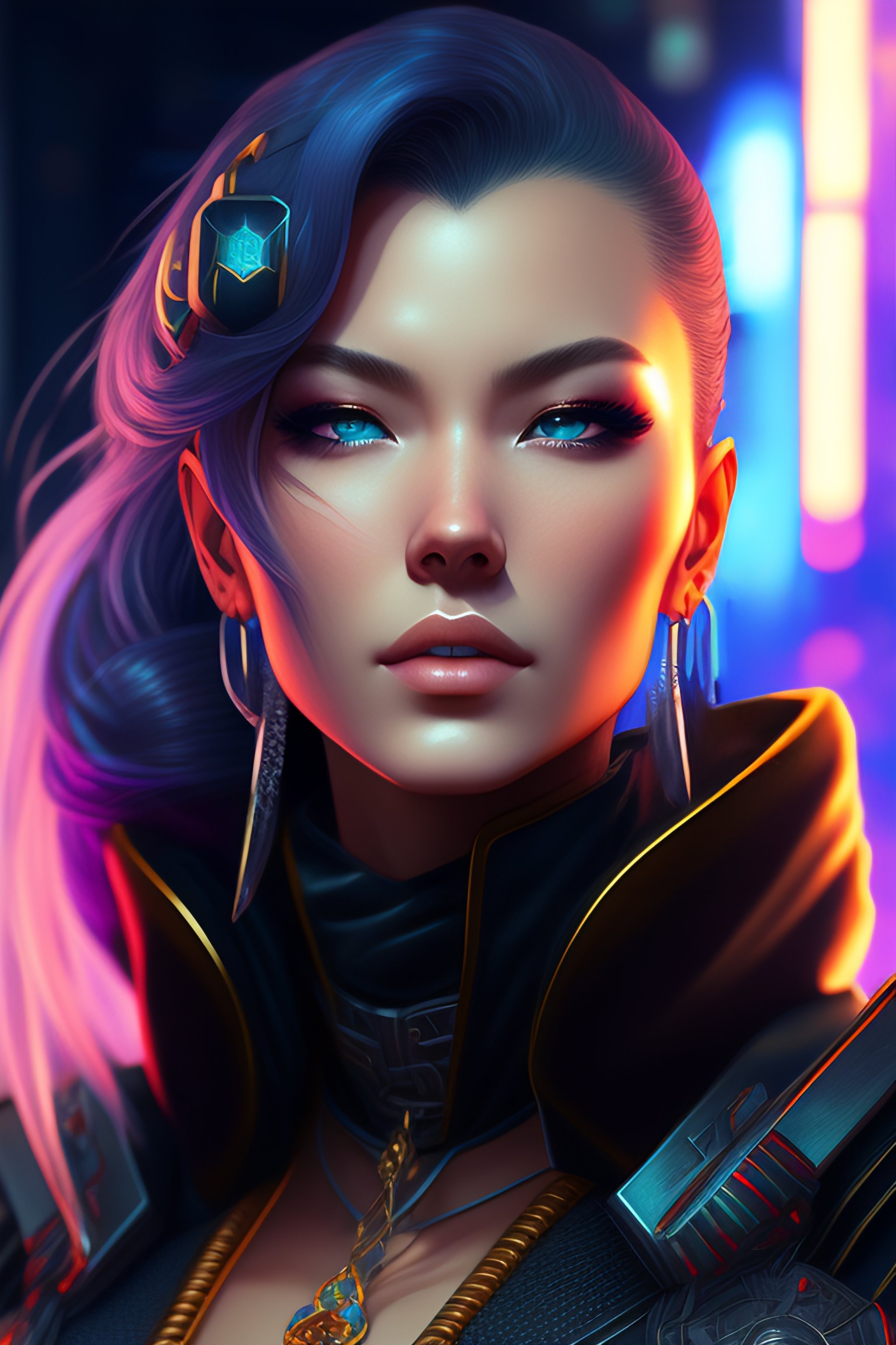 Lexica - Right facing, Portrait of a cyberpunk russian cyborg ninja ...