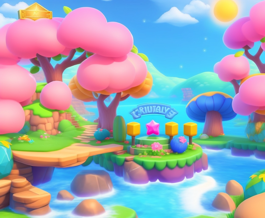 Lexica - 2D illustration, Kirby Star Allies, daylight, map, game areas ...