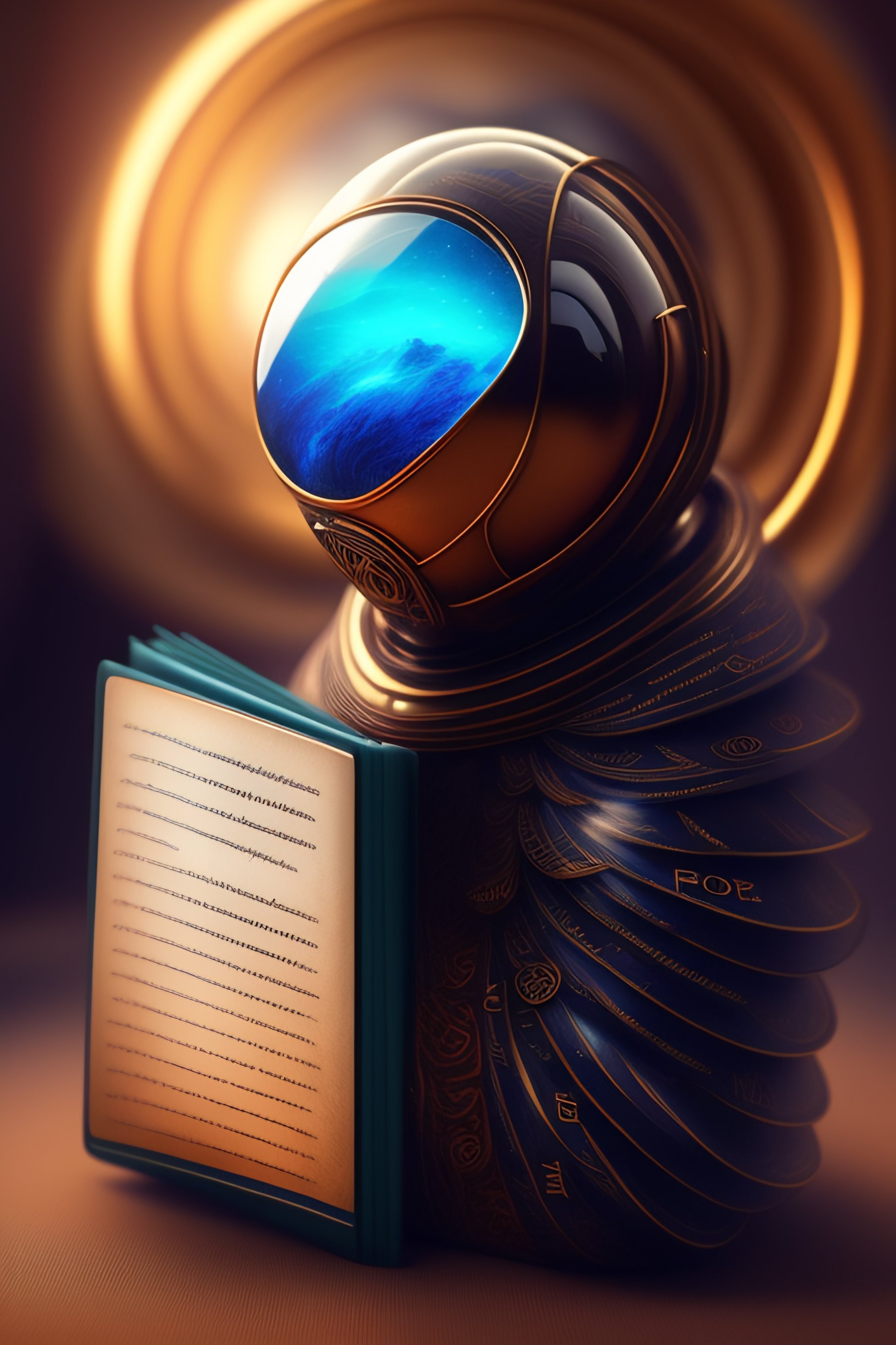 Lexica - A superintelligent alien with a book, the book is coated in ...