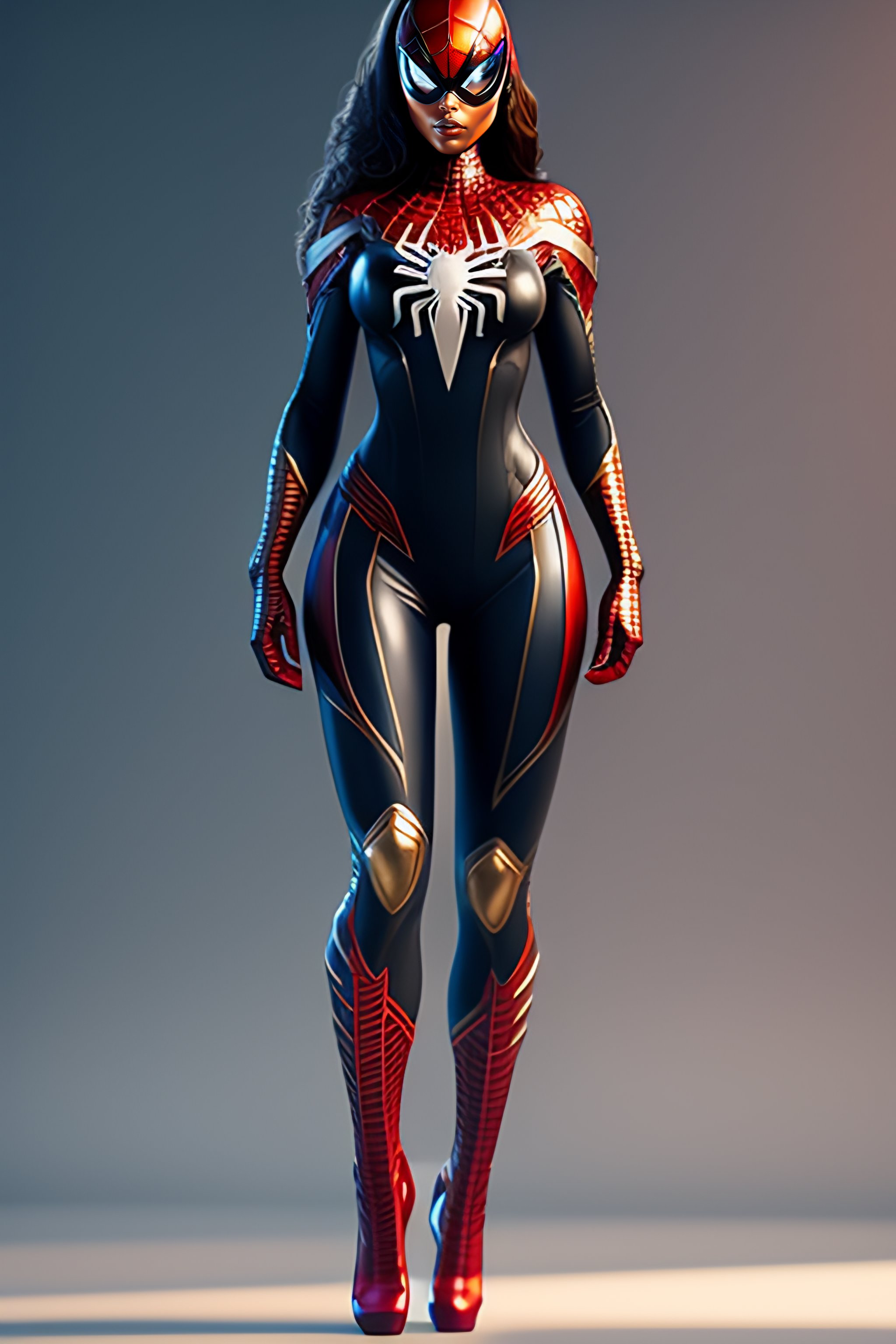 Lexica - A female version of Spider-Man in full body view, dream-like art,  smooth lighting, artgerm, artstation, full body shot, 8k, cinematic  lighti...