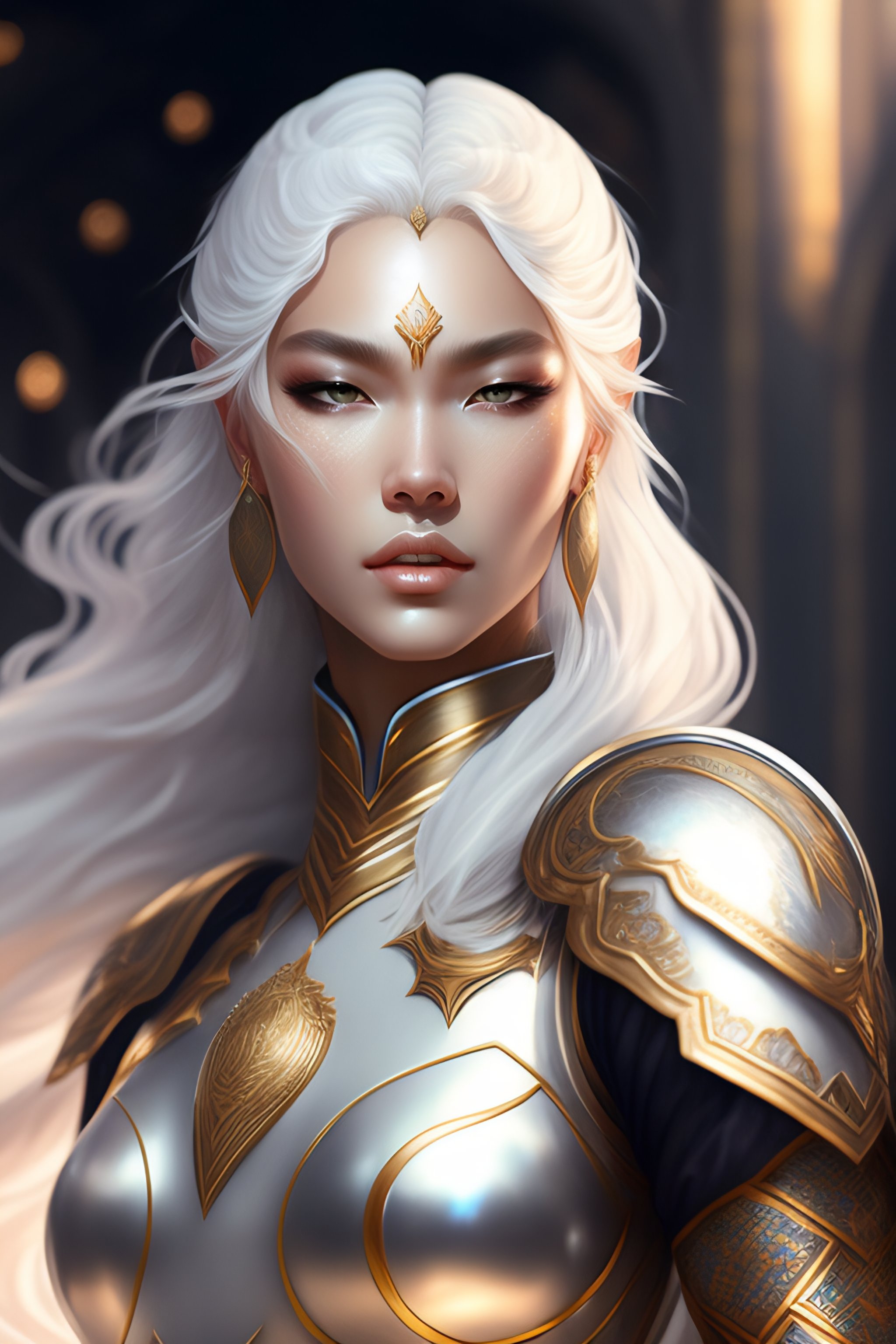 Lexica - White hair knights of zodiac girl, sliver ice color reflected ...