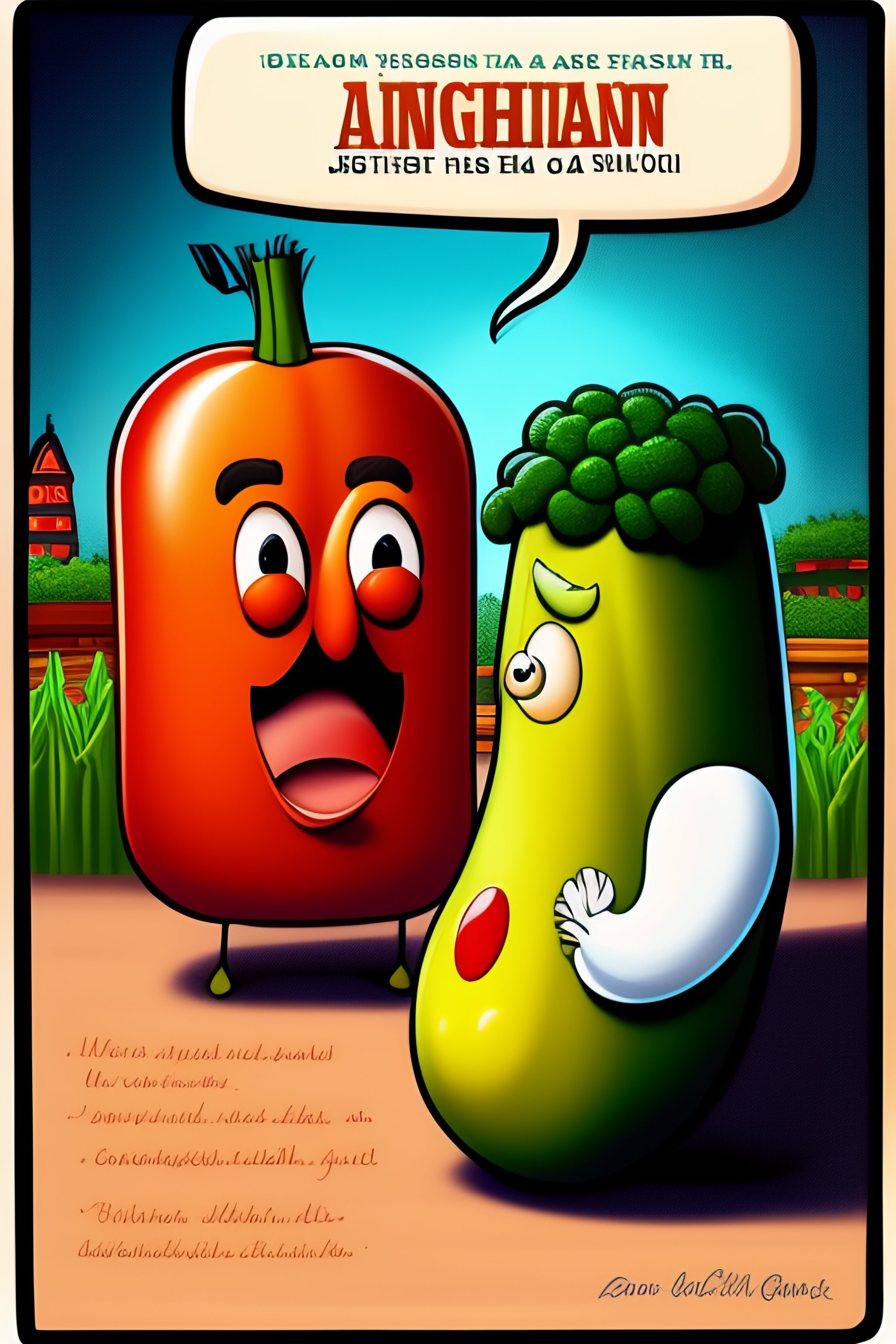 Lexica Cartoon talking vegetables