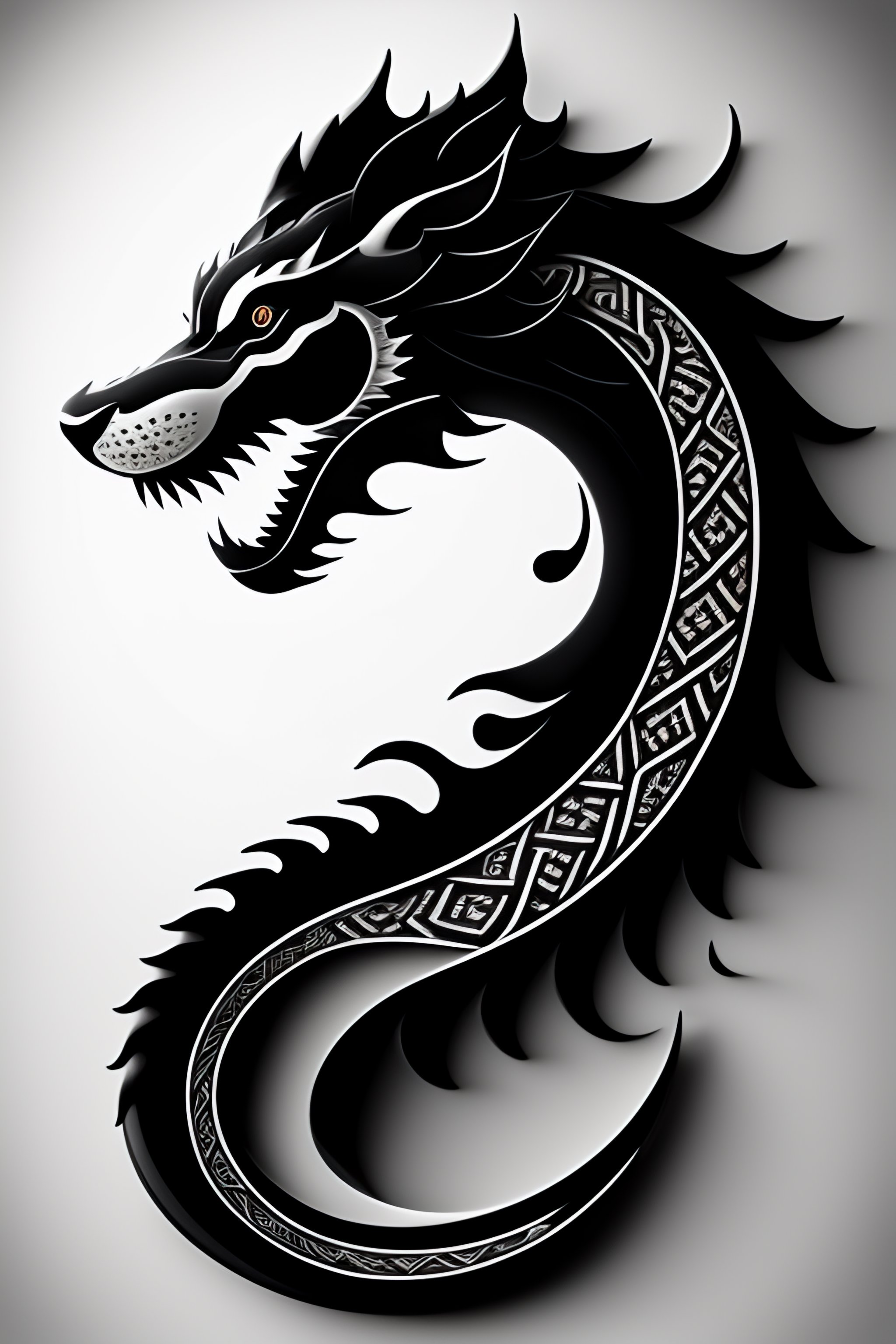 Lexica - A tribal Chinese dragon tattoo by Eiichiro Oda, high poly,  isometric art, 3d art, high detail, artstation, concept art, behance, ray  tracing