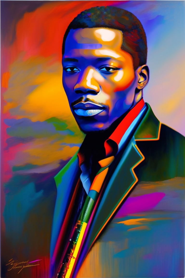 Lexica John Coltrane 'image, vibrant colors, palette knife oil painting, cassette futurism