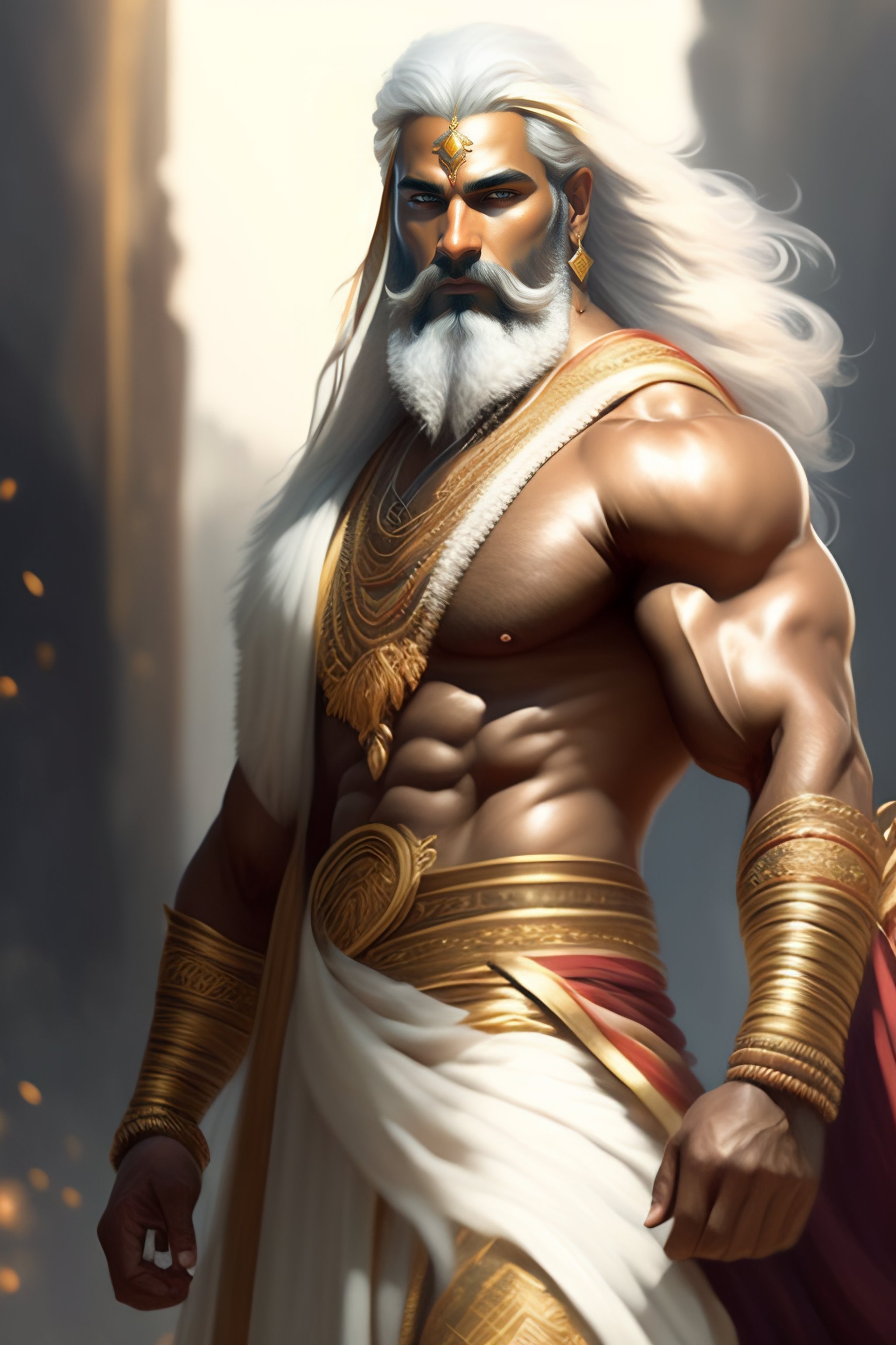 Lexica - Painted realism portrait of ruggedly handsome zeus as by ruan ...
