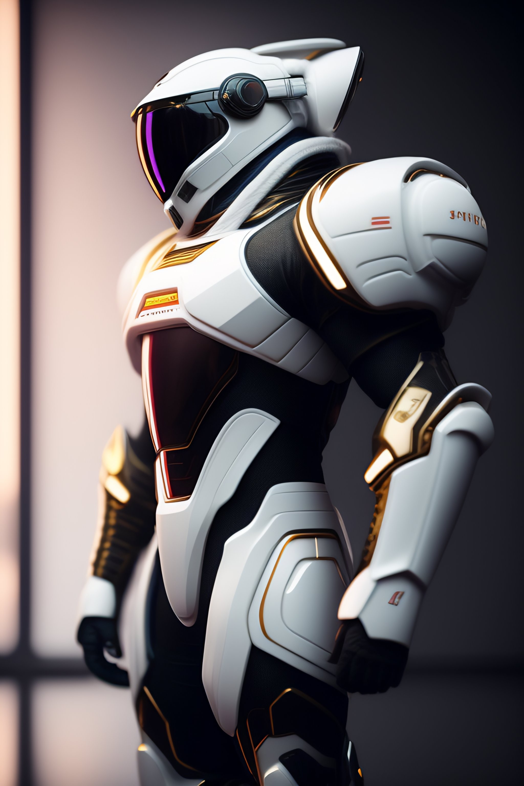 Lexica - Side view futuristic exospacesuit,from top to bottom,a ...