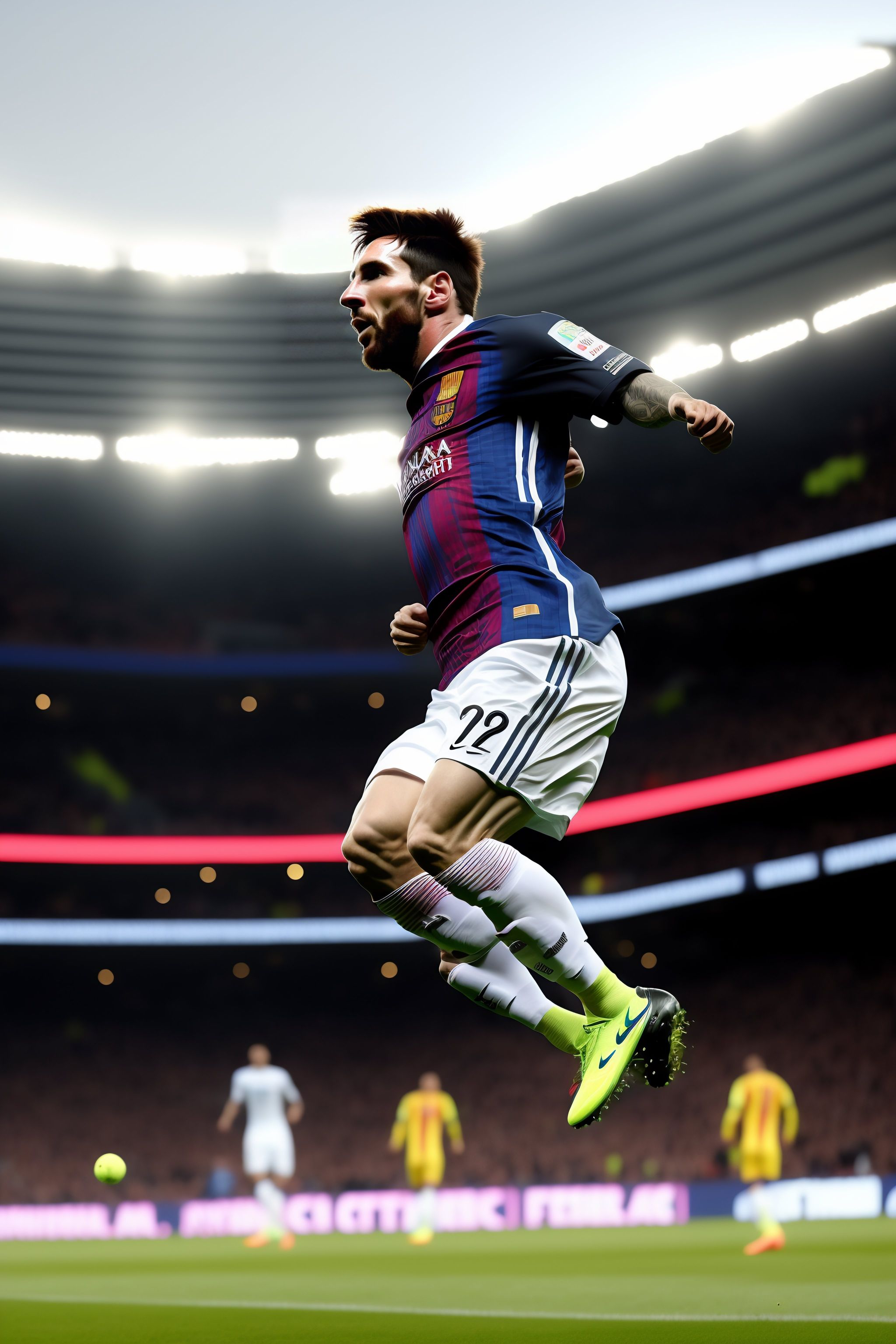 Lexica - Messi showing jumping like an idiot.