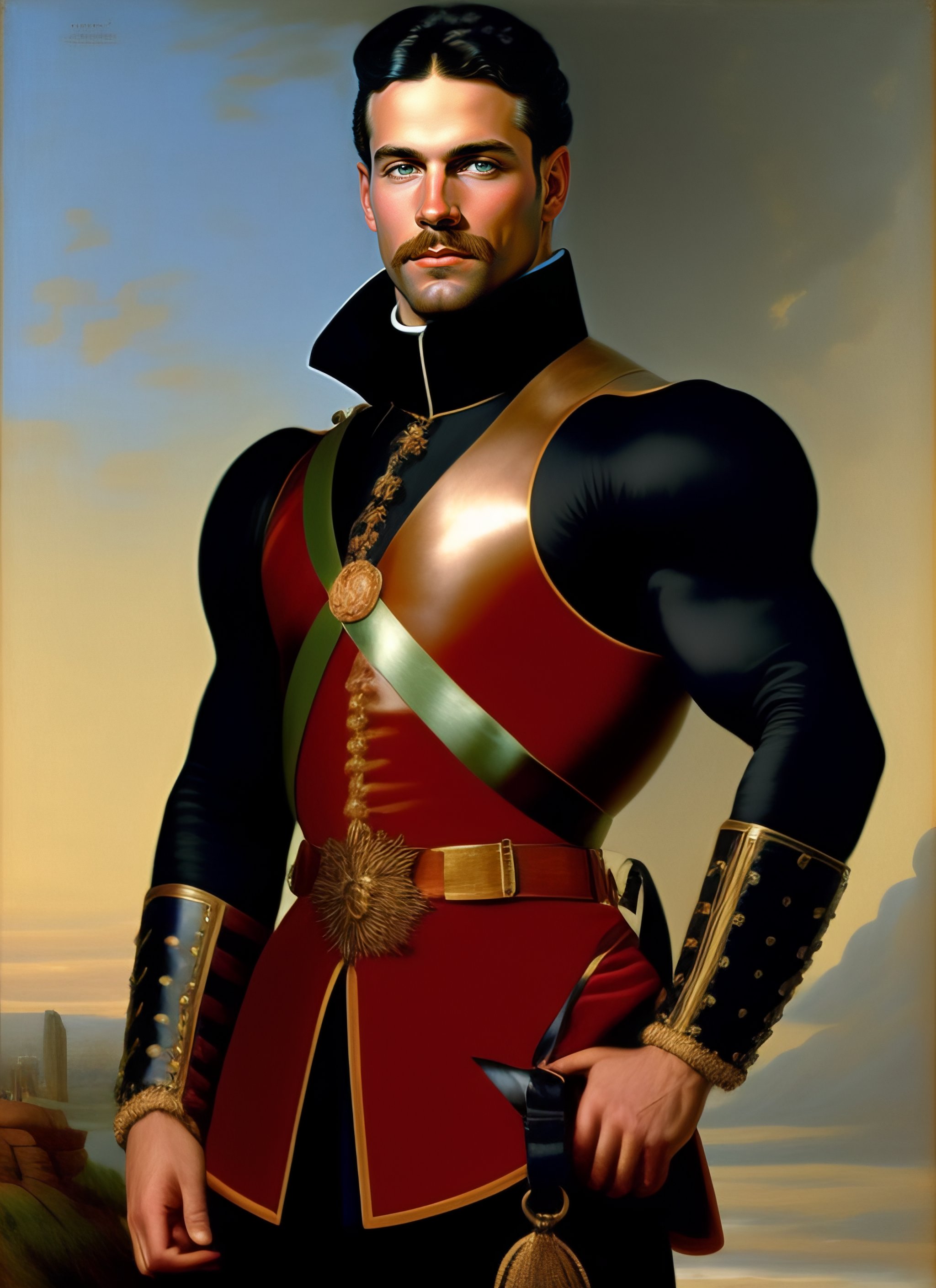 Lexica - A color oil portrait painting of a handsome male with black ...