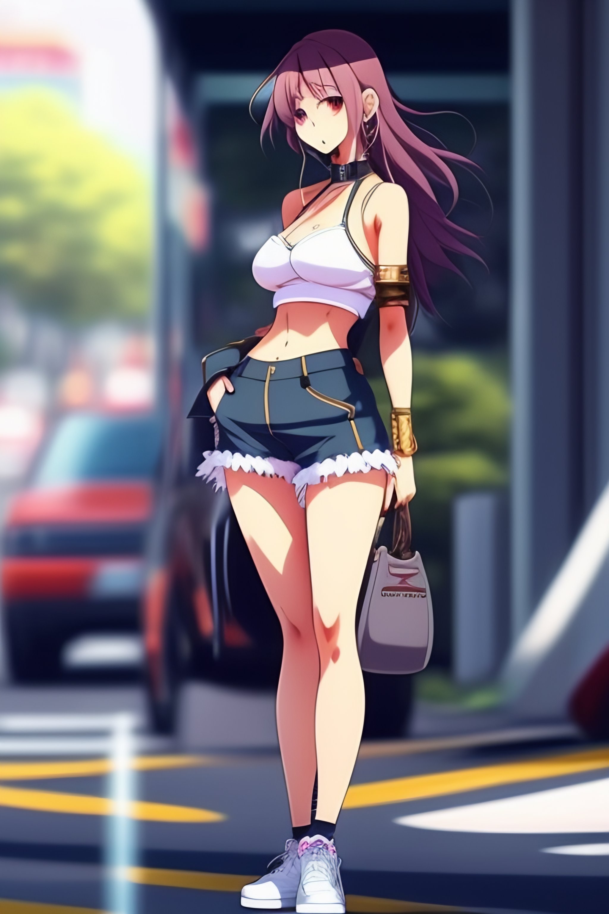 Lexica - A hot and sexy girl in shorts in modern anime style