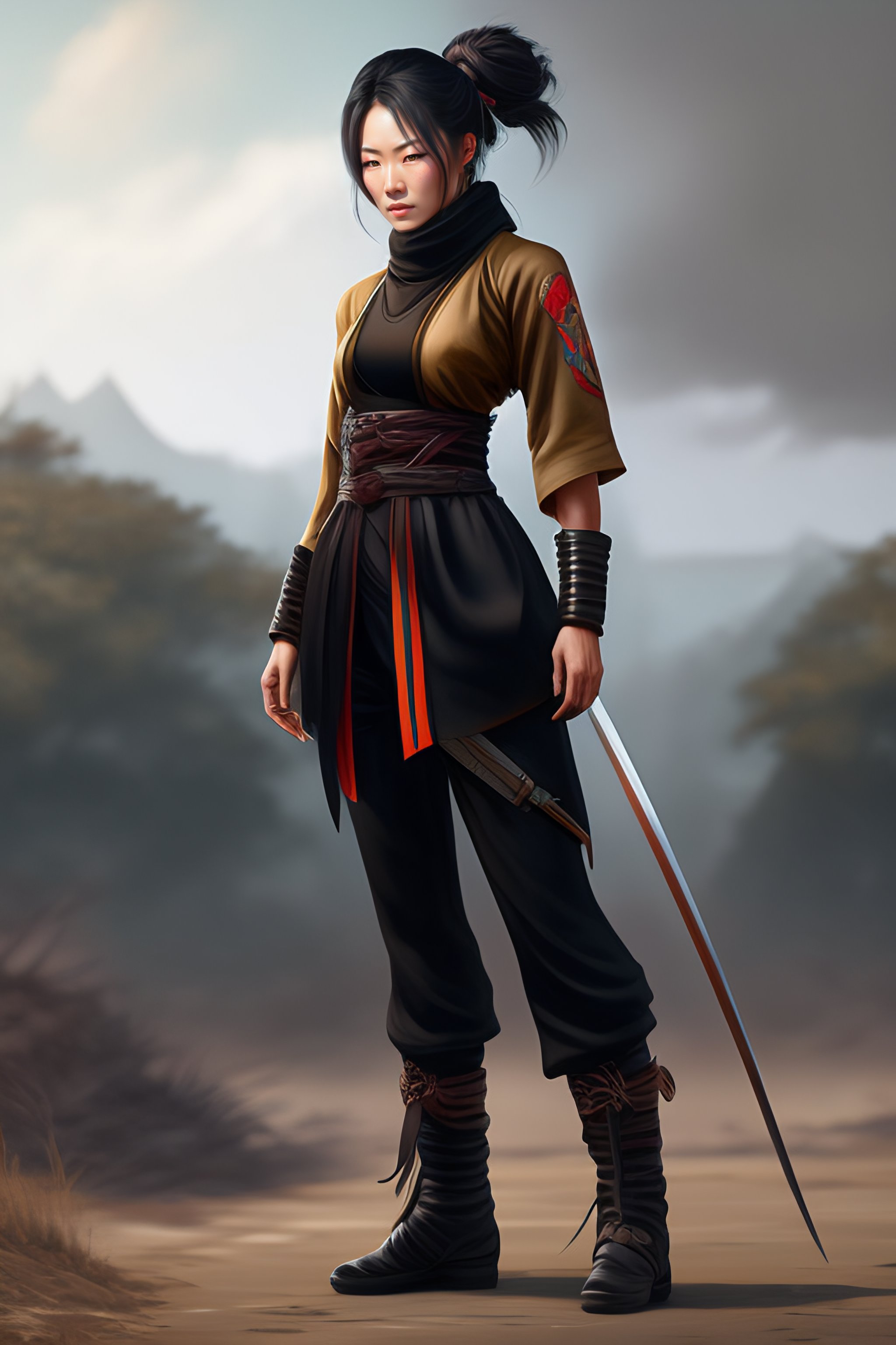 Lexica - Concept art of a japanese ninja woman, cotton clothing, post ...