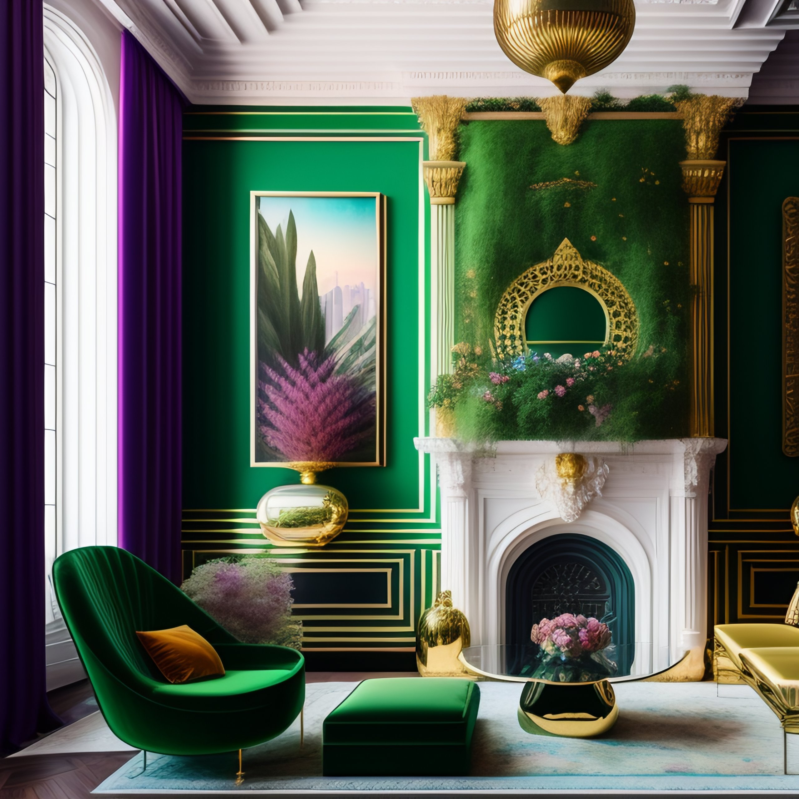 Lexica - Architectural Digest photo of a maximalist green {vaporwave ...