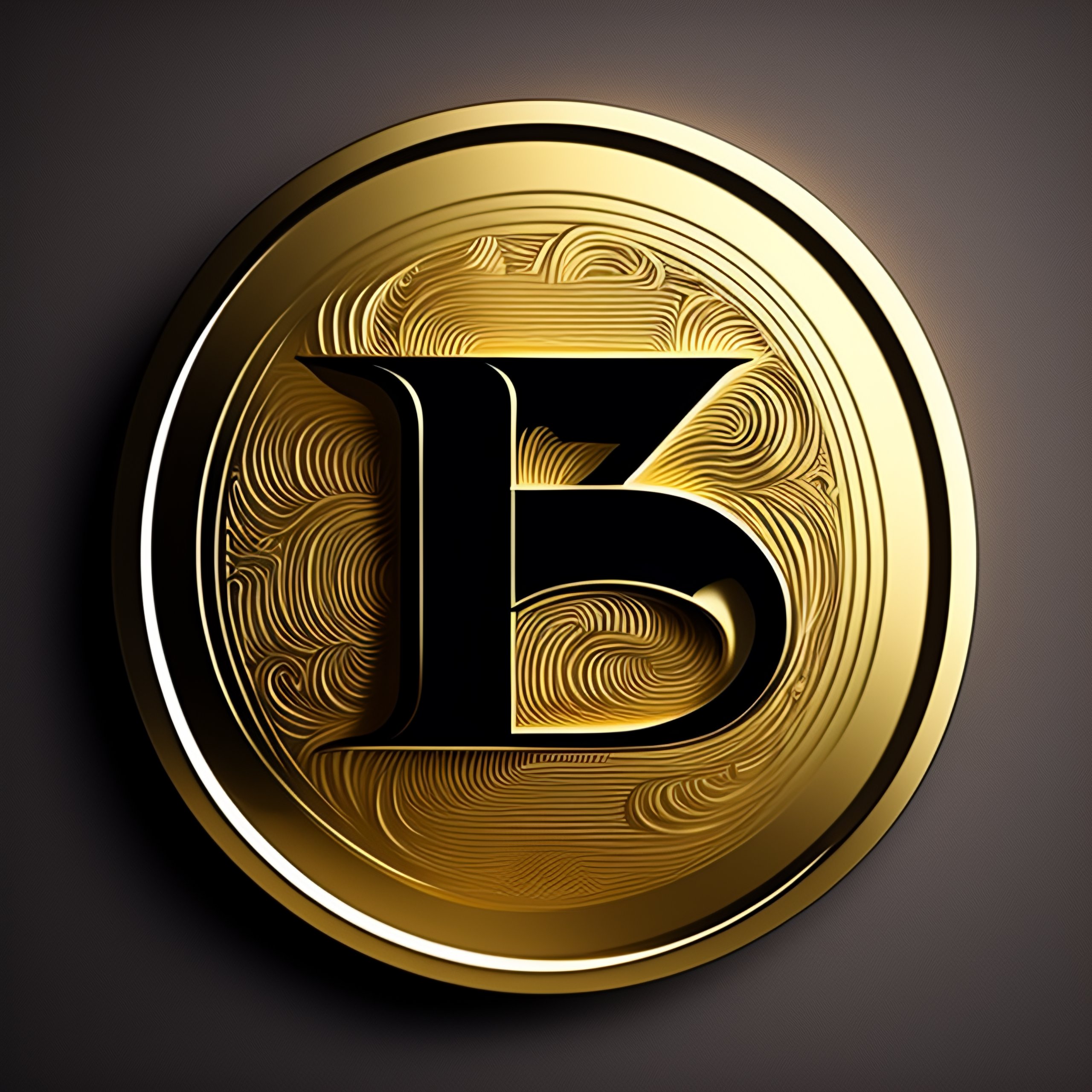 Lexica - Cryptocurrency, round logo, capital letter M, gold, Matt black ...