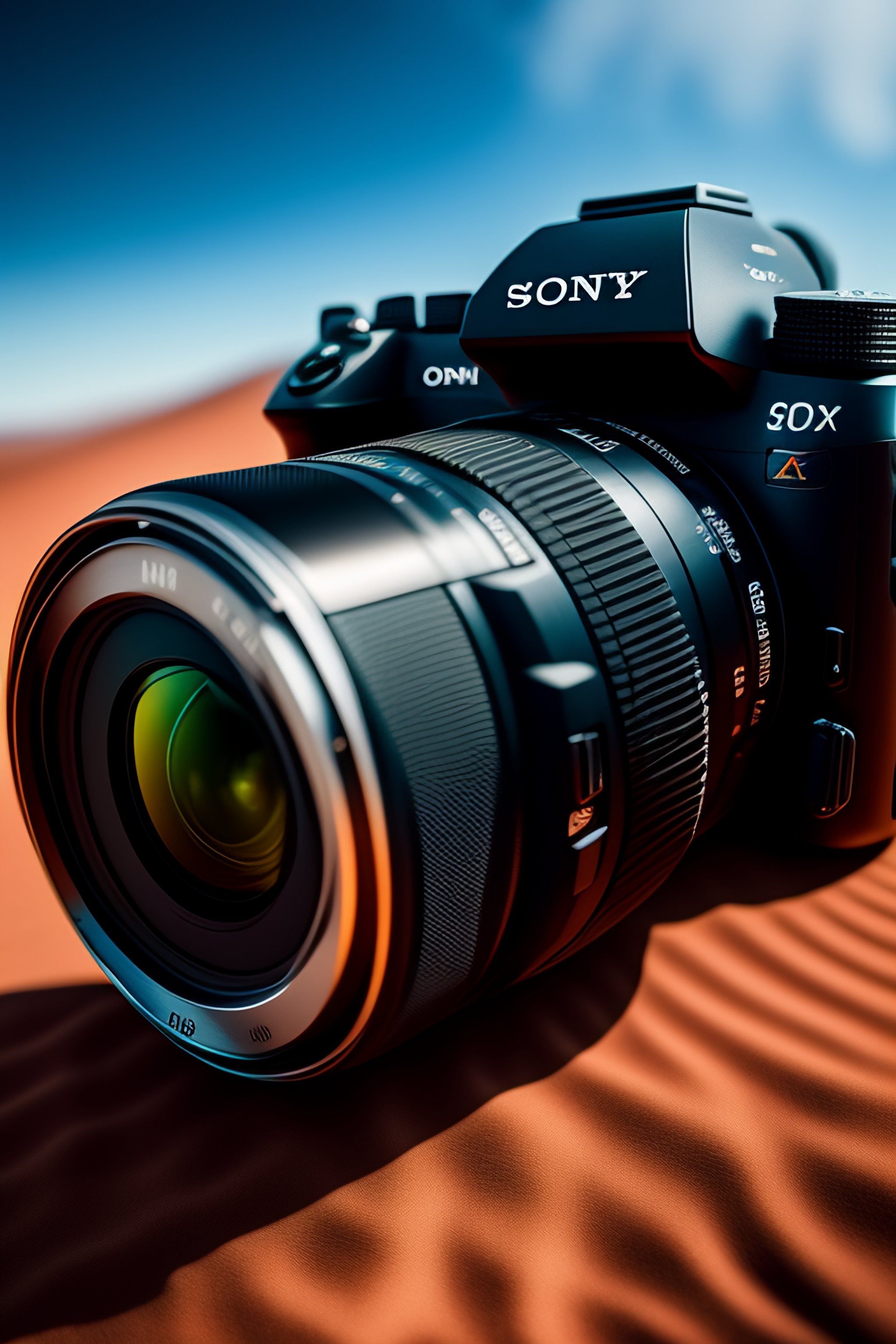 Lexica A realistic image of a camera with Sony Rx7 body and Canon