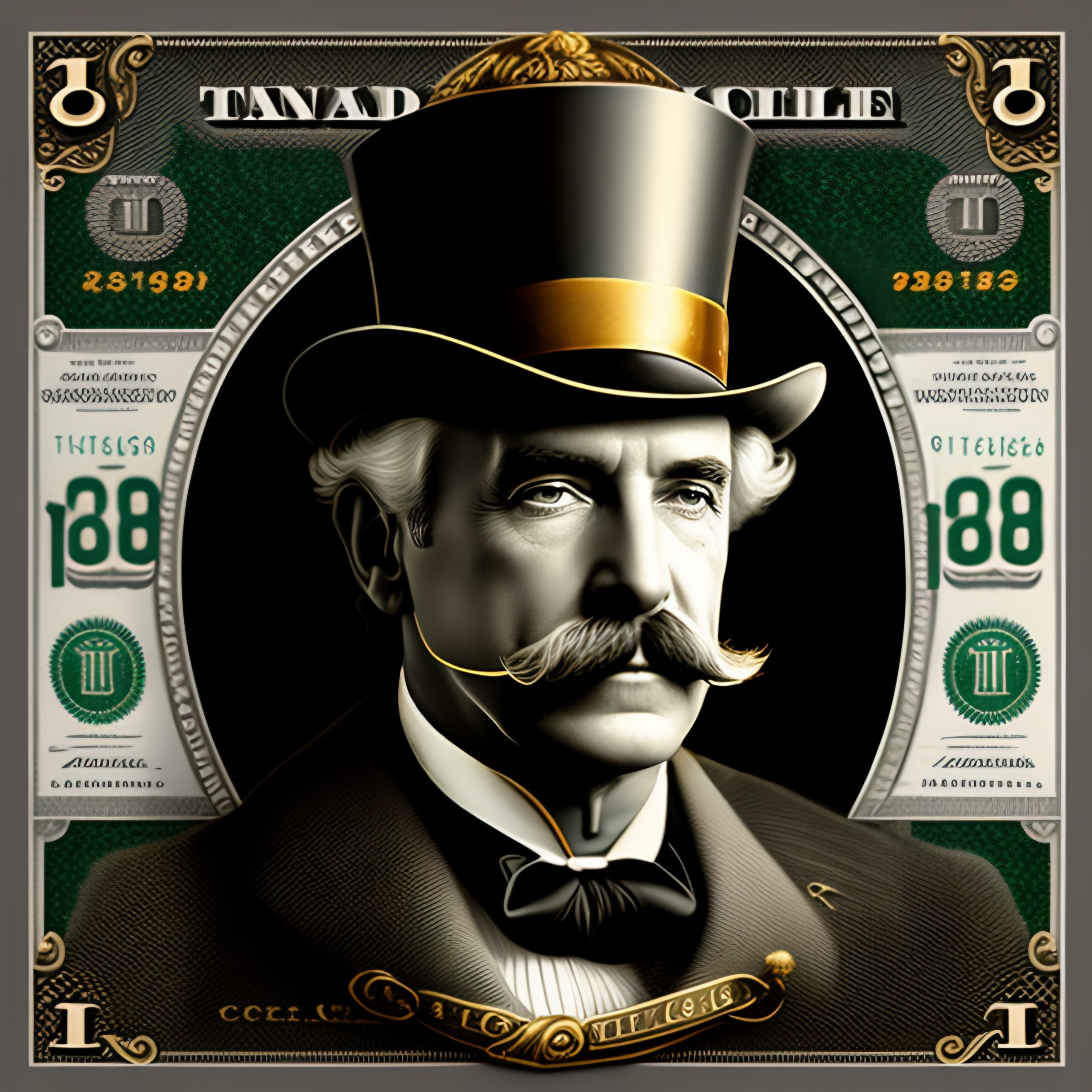 Lexica Monocle And Tophat And Moustache On A Dollar Bill