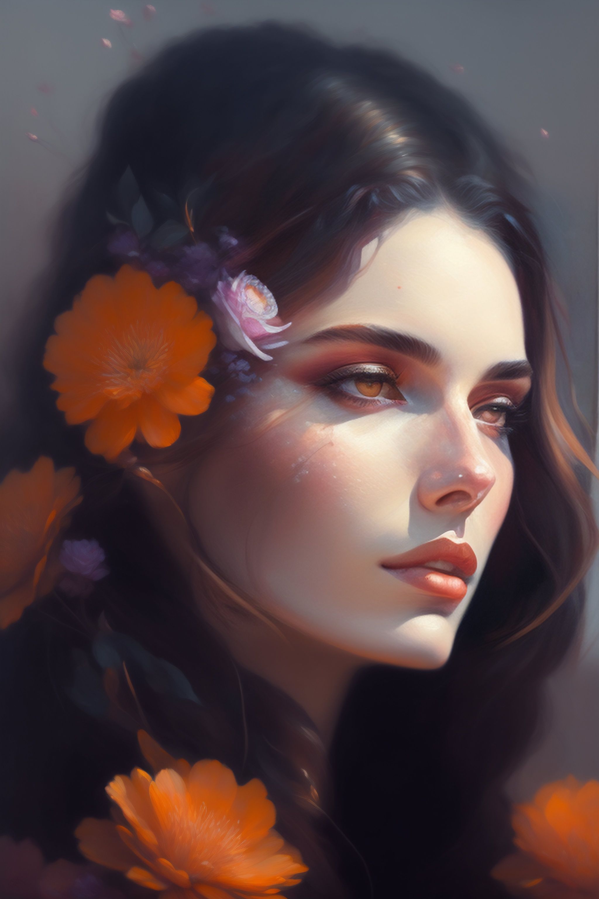Lexica - Abstract woman portrait with flowers, depth, painted by seb ...