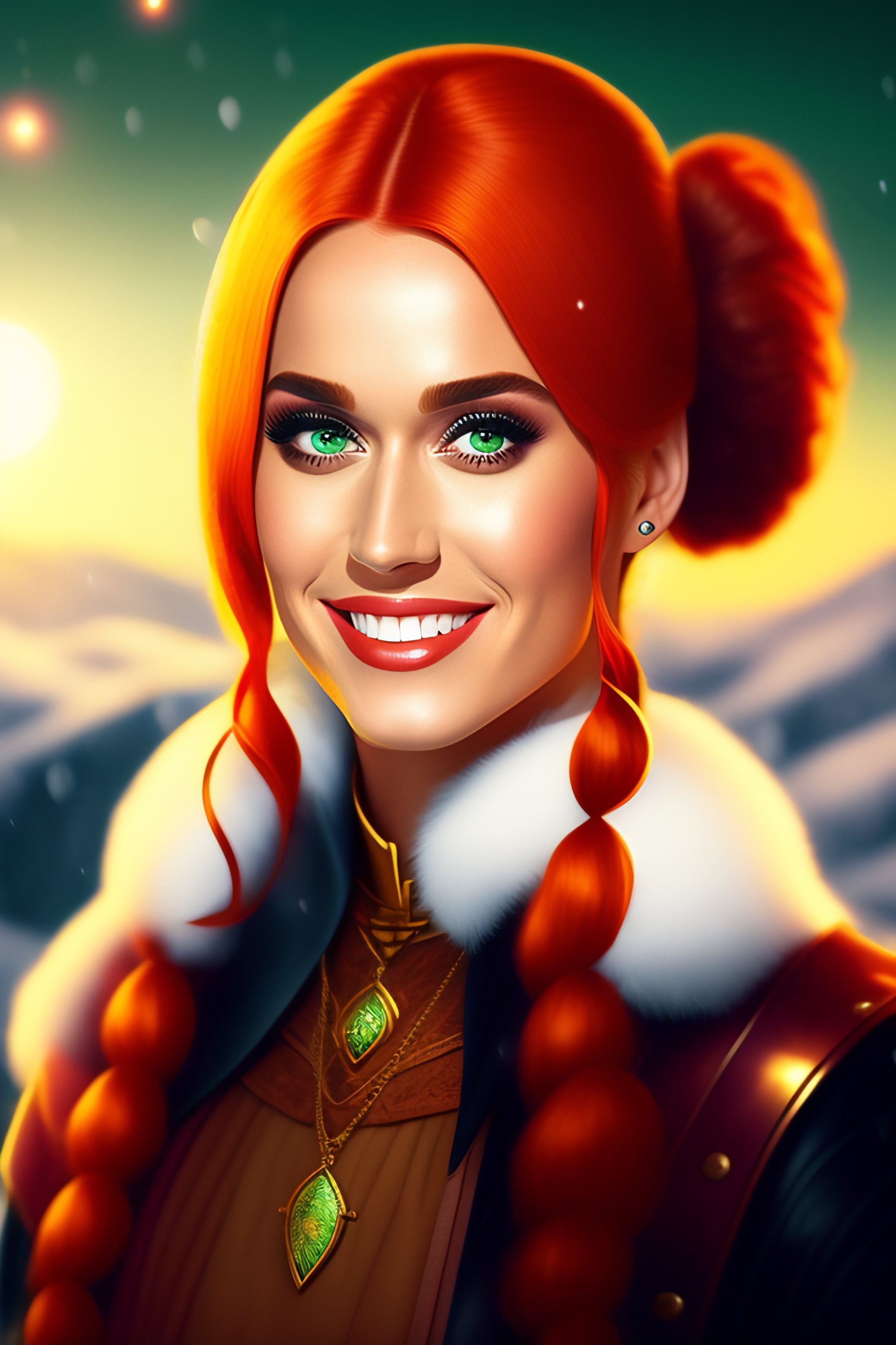 Lexica Katy Perry A Long Ginger Hair Tanned Man In Female Medieval Outfit Green Eyes Fang 4237