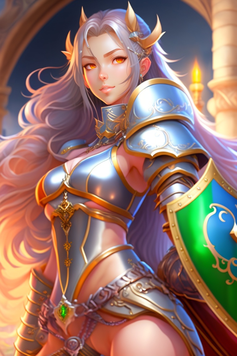 Lexica - A hot female sexy knight, elf, age 30, proportional adult body,  fullbody, wielding sword, wearing light armor, fighting pose, semi  realistic...