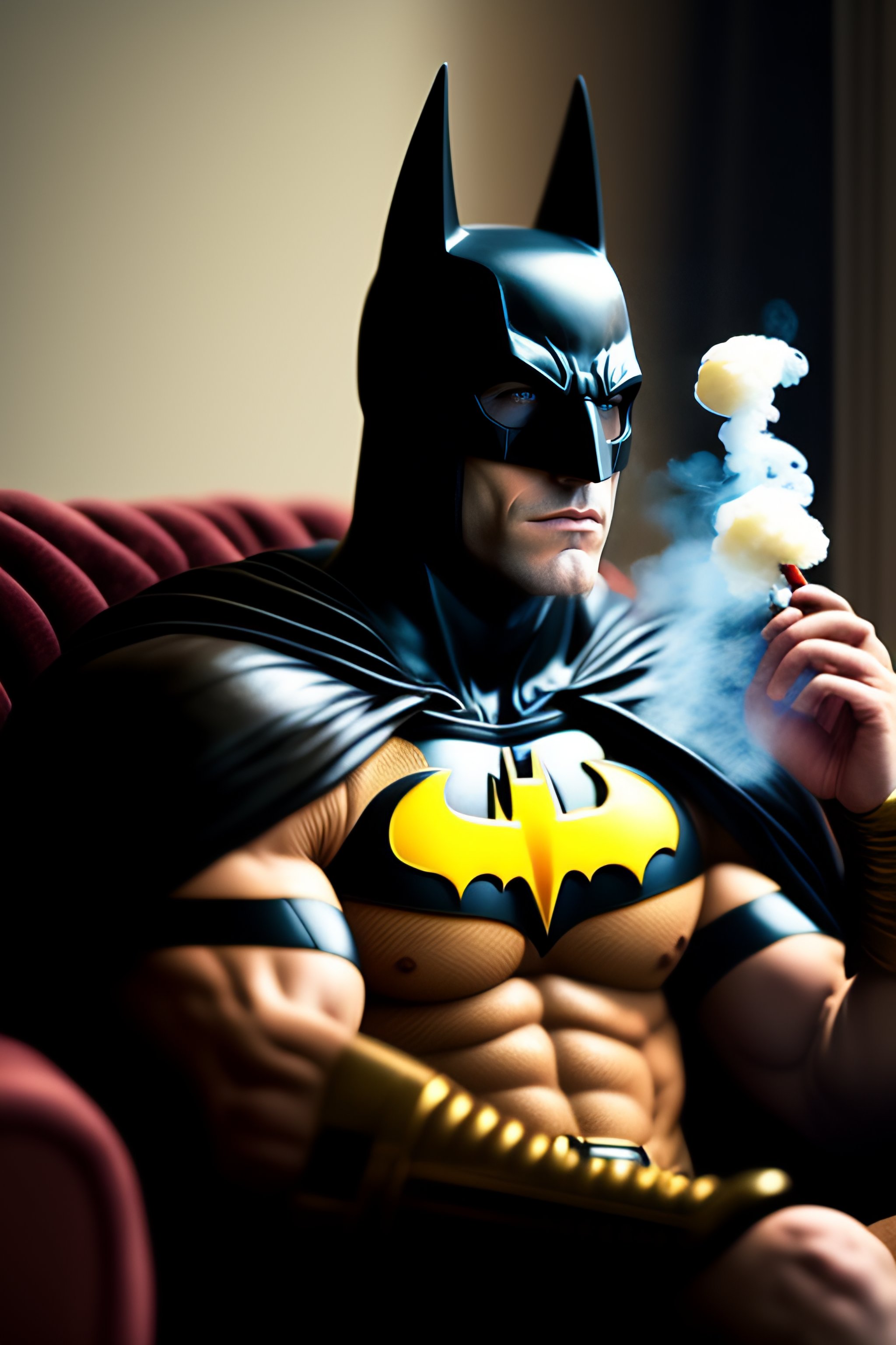 Lexica - Batman smoking on sofa