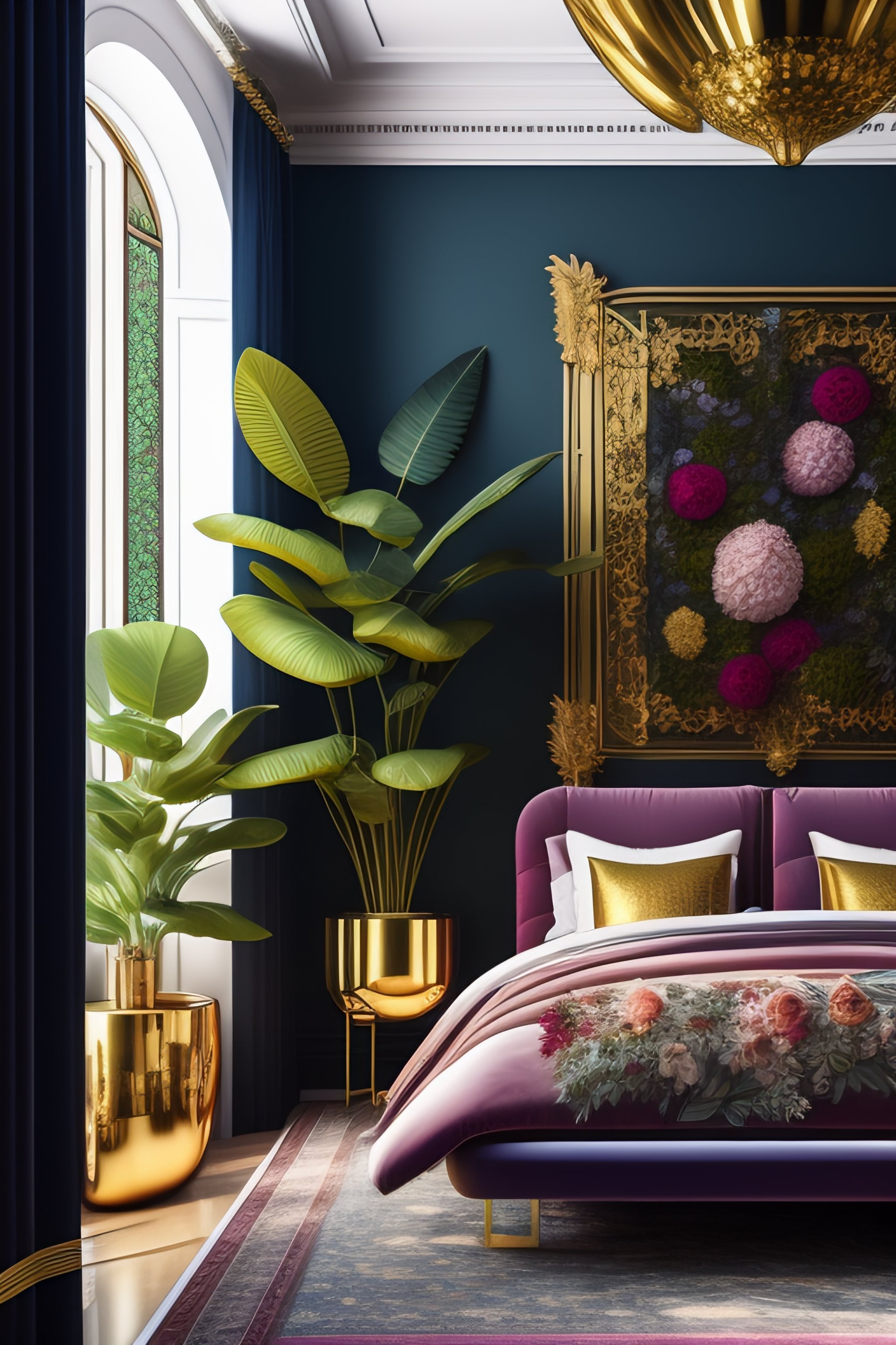 Lexica - Architectural digest photo of a maximalist bedroom with lots ...
