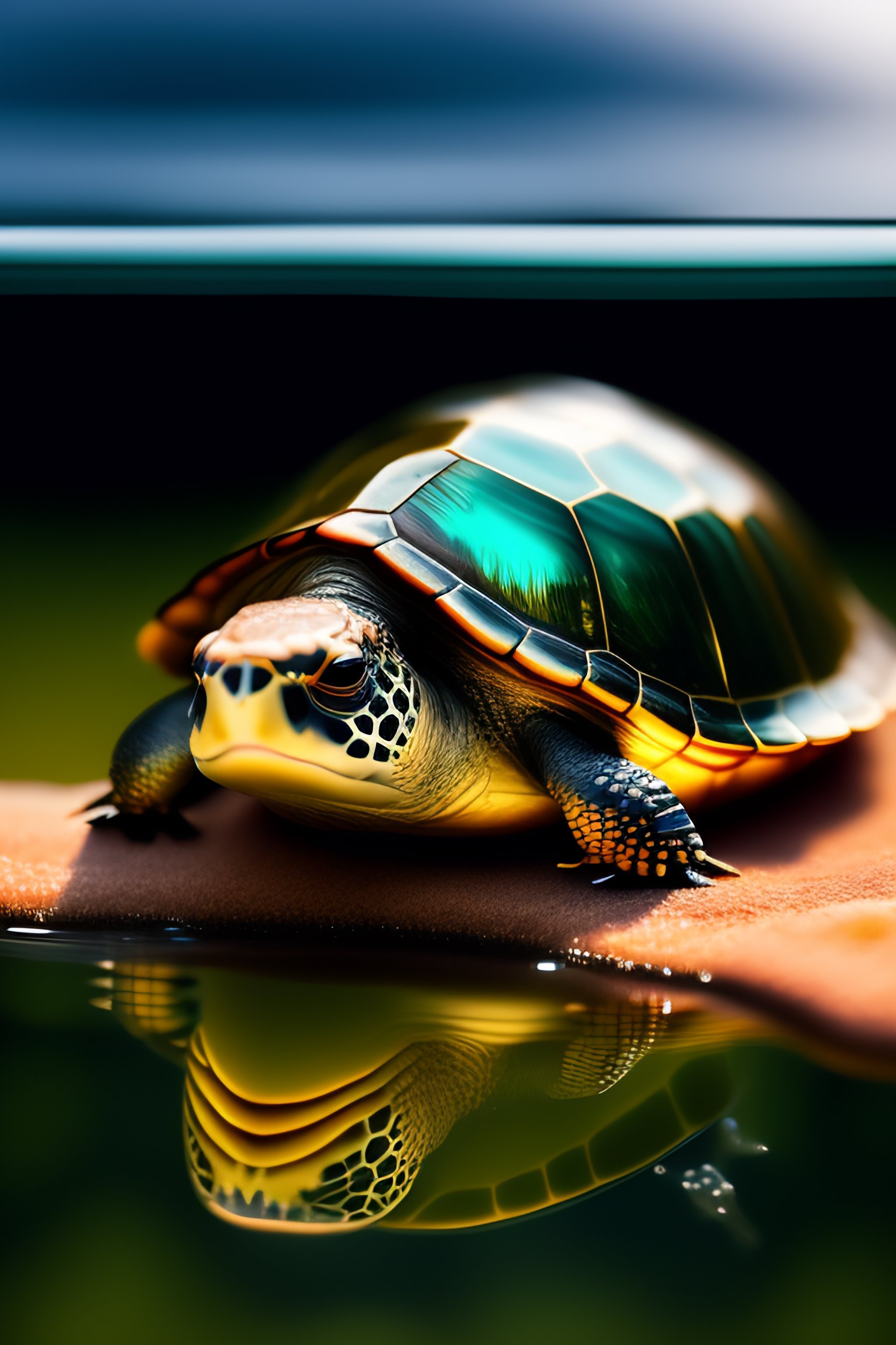 Lexica - A turtle with an augmented armored crystal shell looking ...