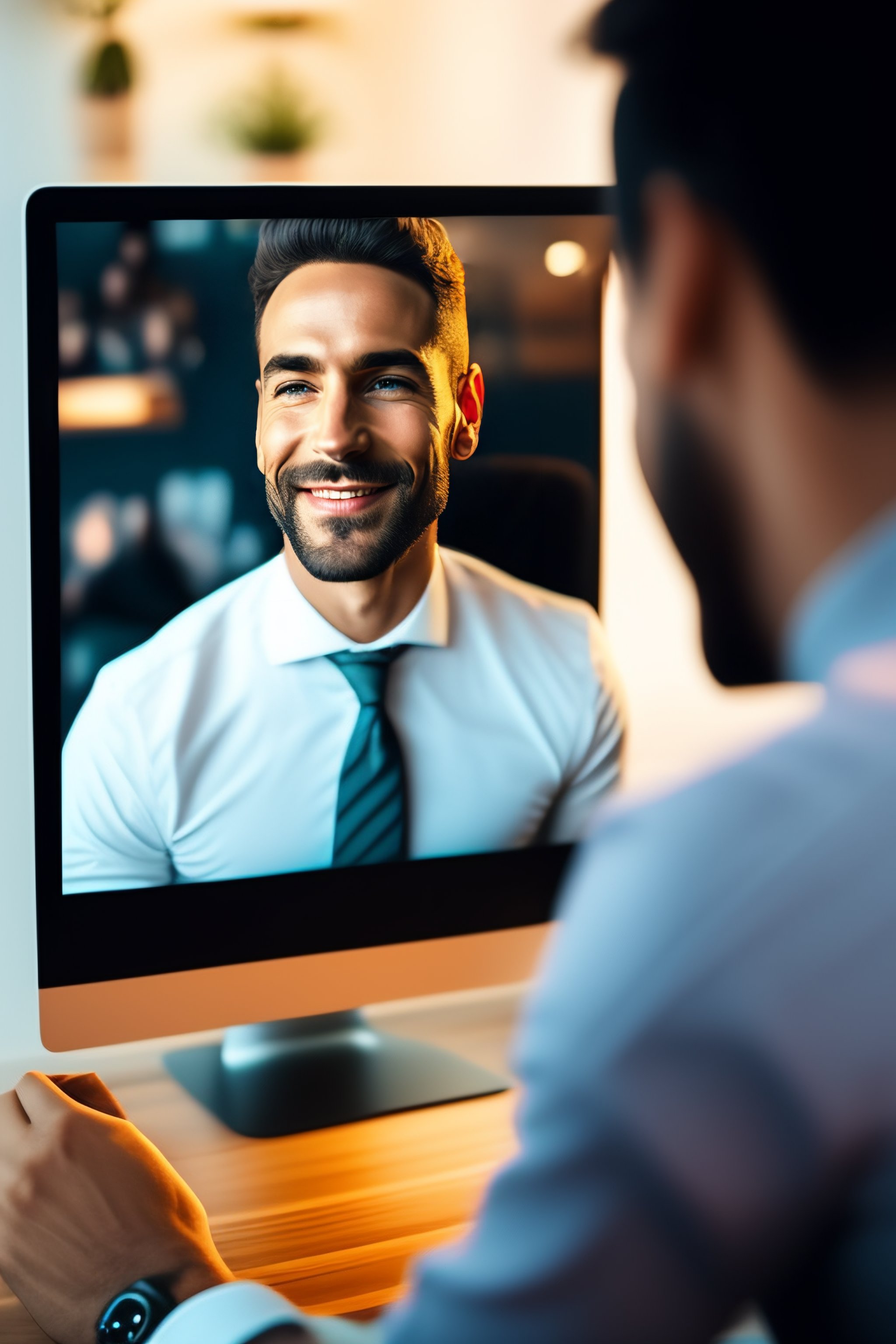 Lexica - Man talking to camera in video call